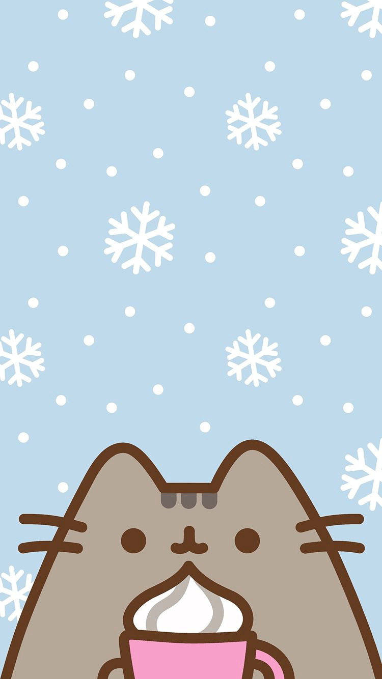 750x1334 Pusheen. Christmas phone wallpaper, Cute