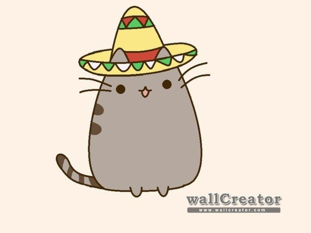 1024x768 Pusheen Wallpaper For Computer Wallpaperafari Eating A