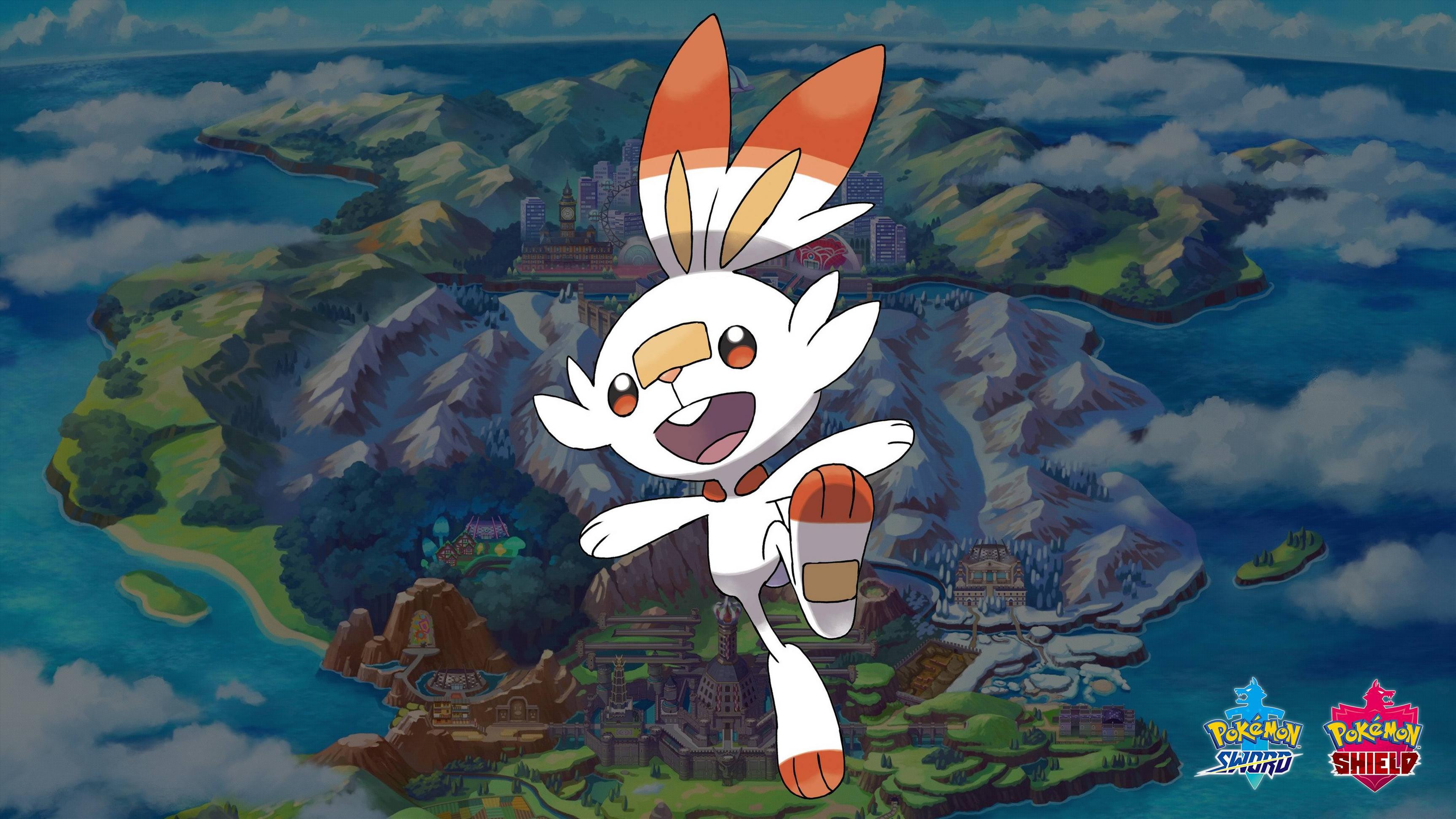 3840x2160 Pokemon Sword and Shield Scorbunny Wallpaper. Cat with Monocle