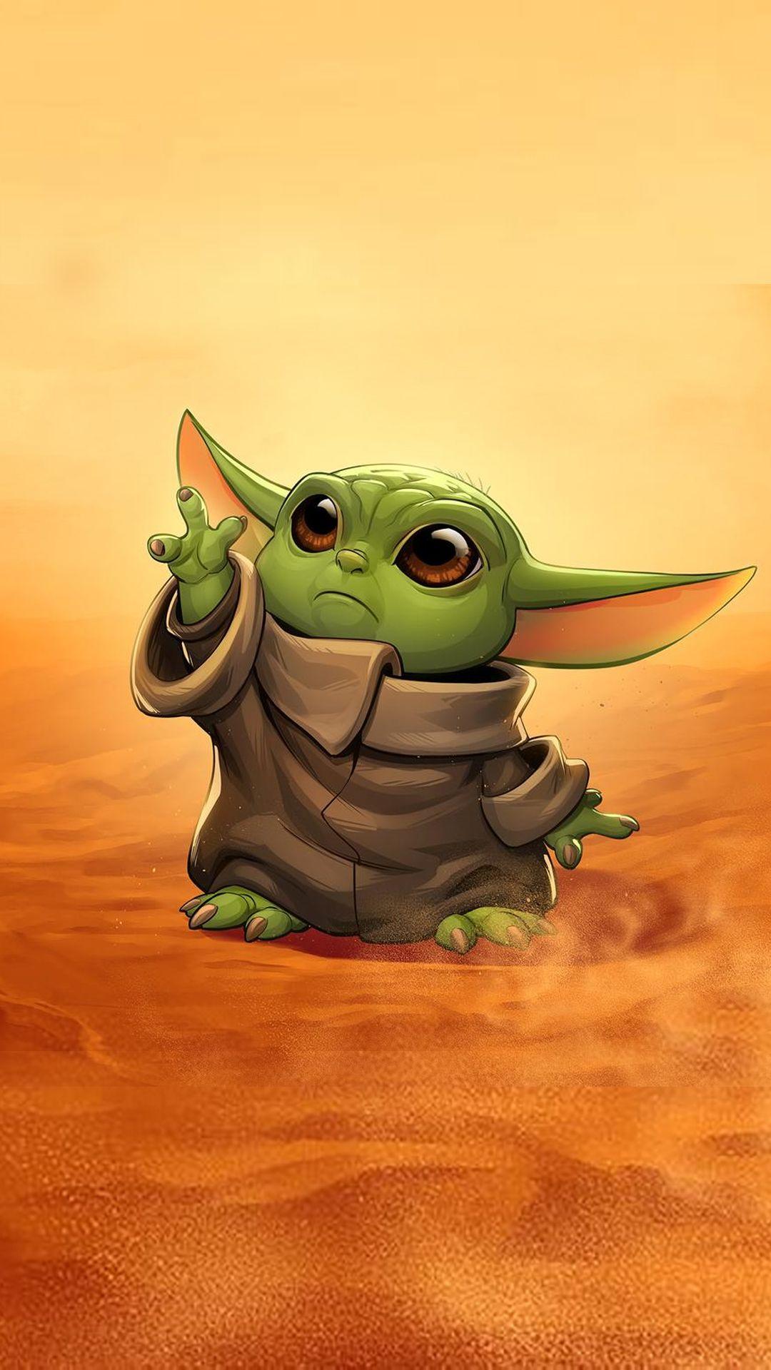 1080x1920 Baby Yoda Drawing Wallpaper