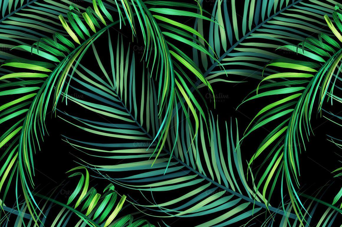 Tropical leaves and geometric figures leaves wallpaper  TenStickers