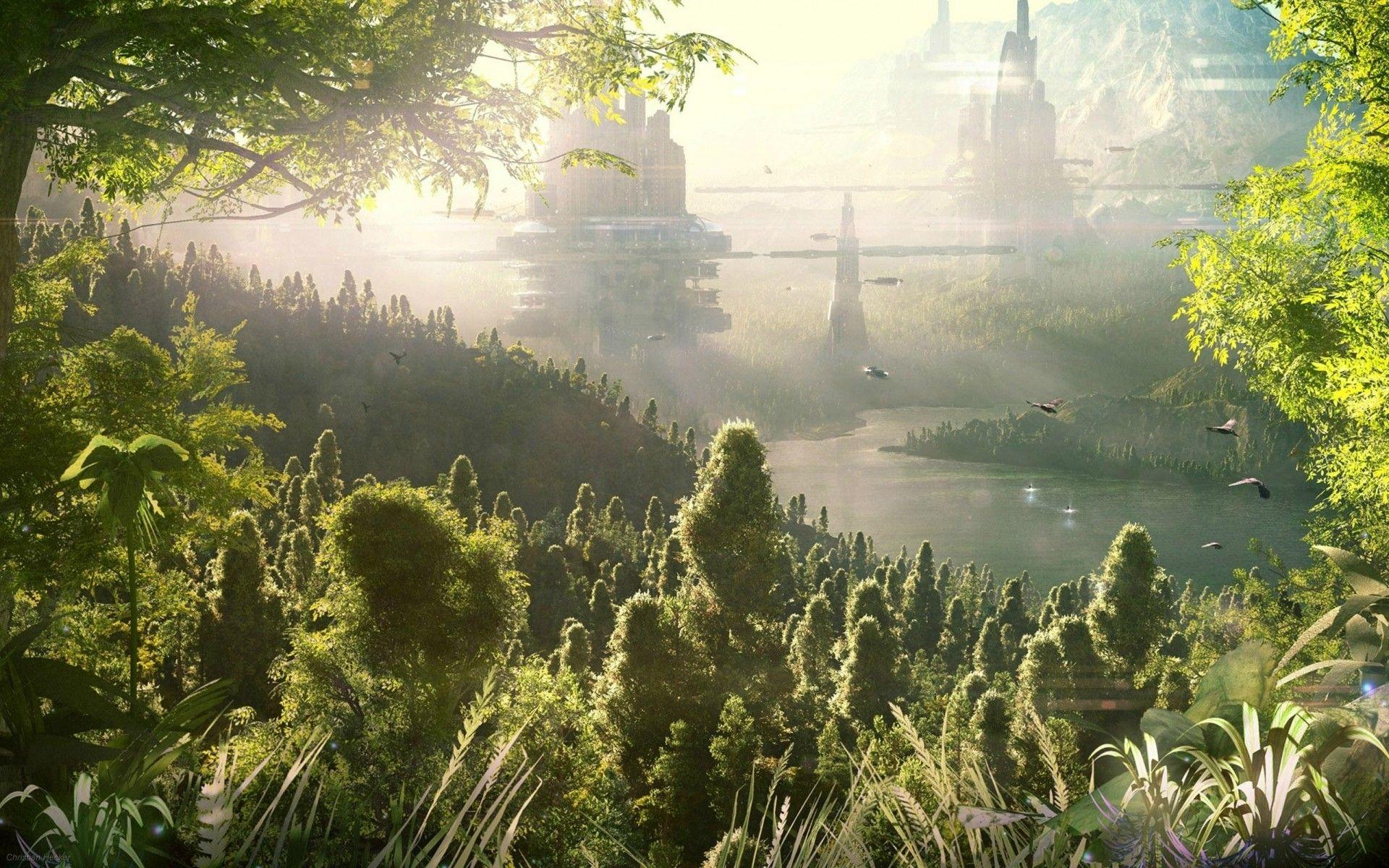 1920x1200 Futuristic, Fi, Sci, Wallpaper, Art, Landscapes, cartoon Wallpaper