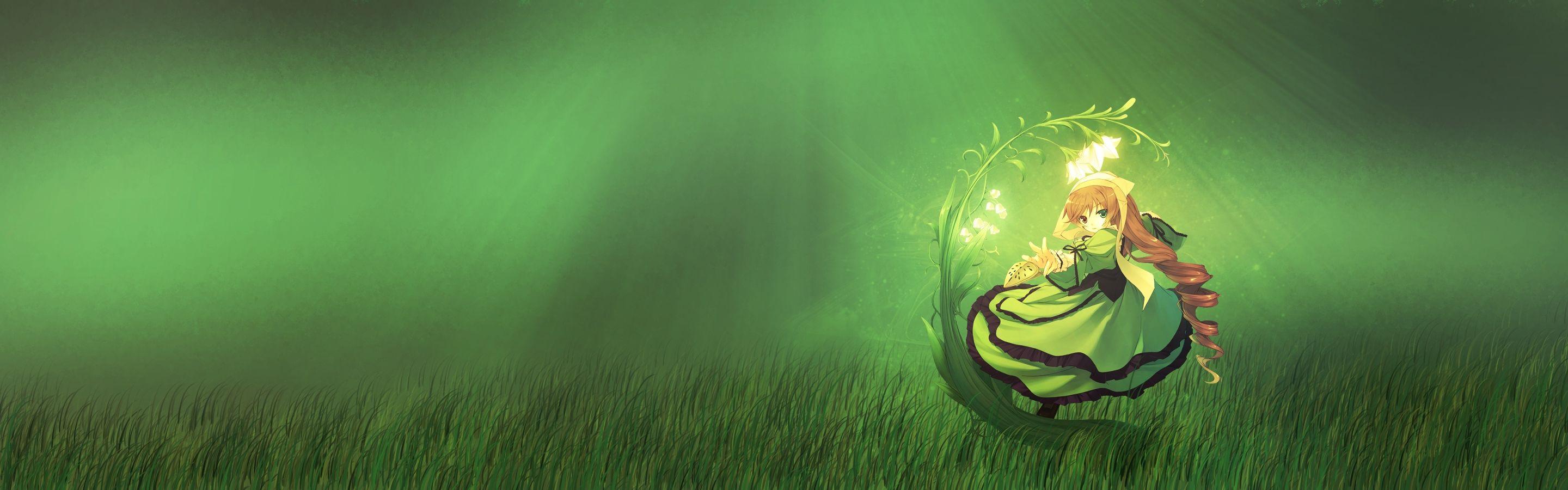 2880x900 Green Anime Girl Wallpaperx900