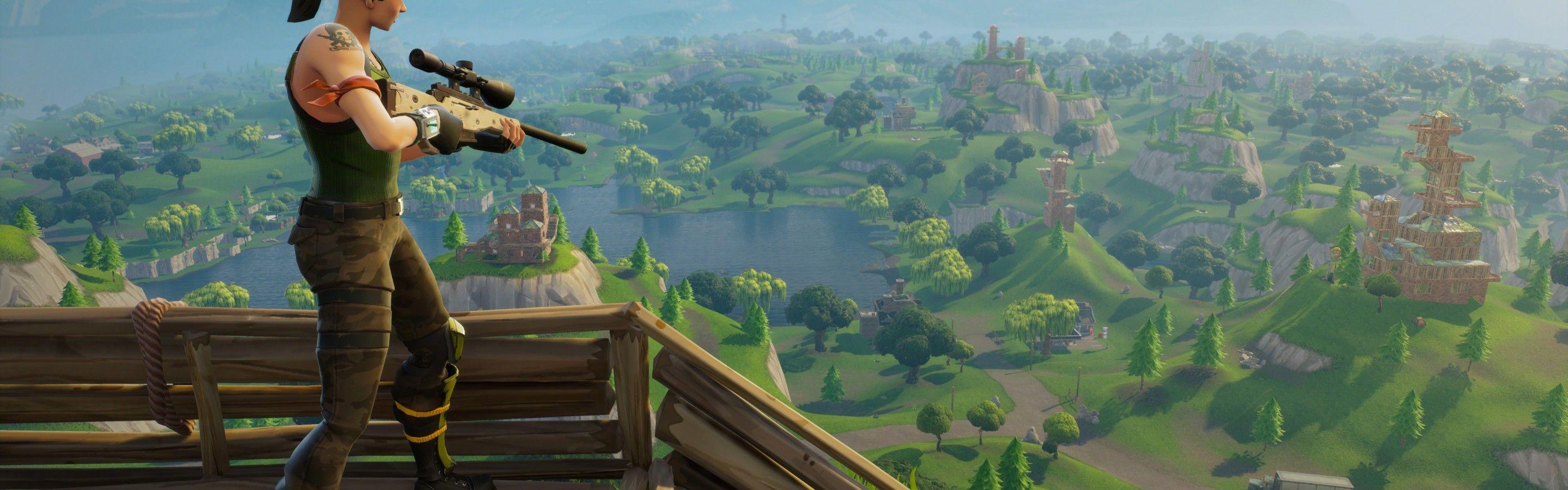 2880x900 Fortnite Wallpaper, Epic games, Fortnite Sniper, Action, Fortnite