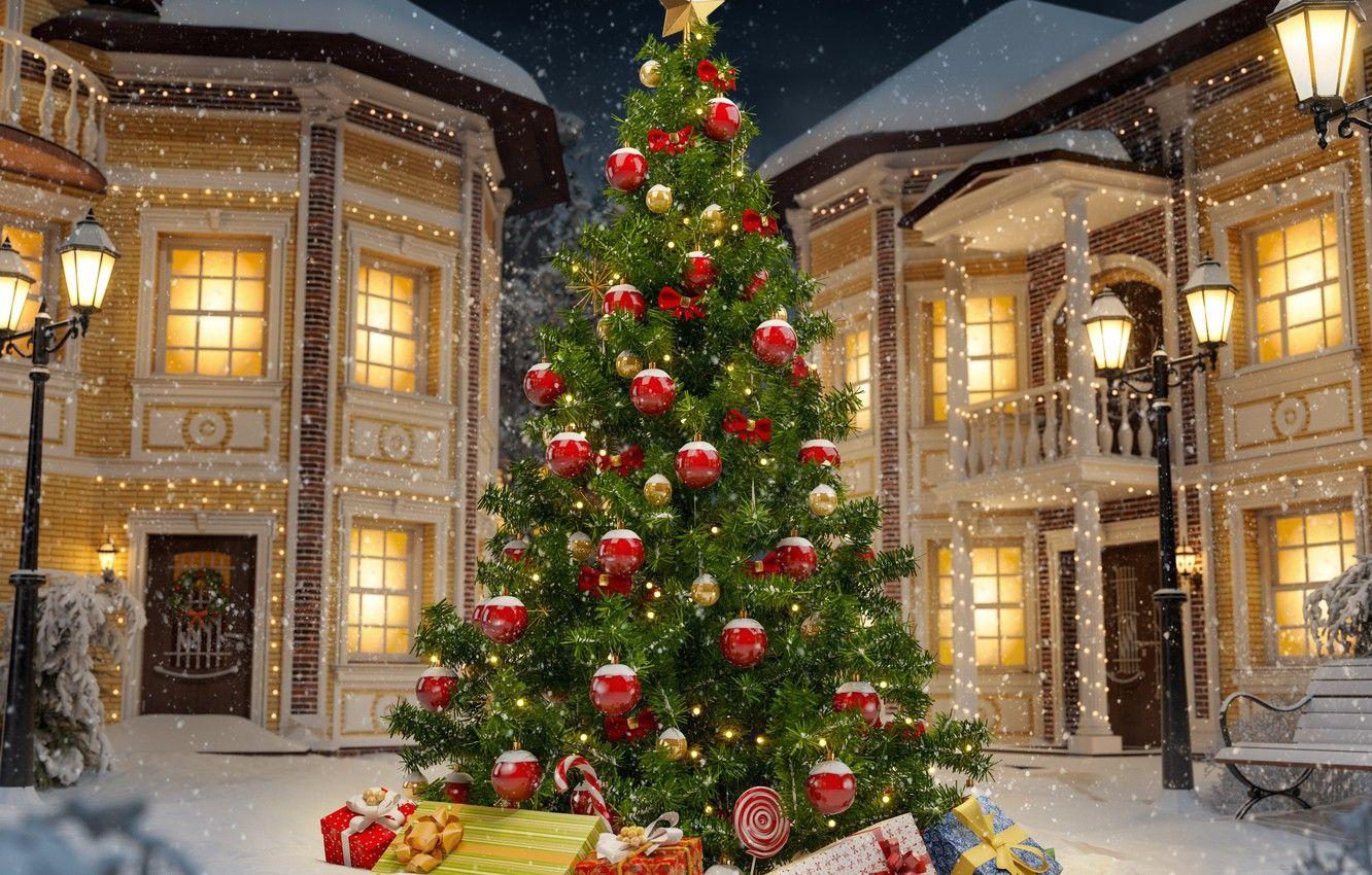 1332x850 Wallpaper christmas, winter, snow, decoration, christmas tree