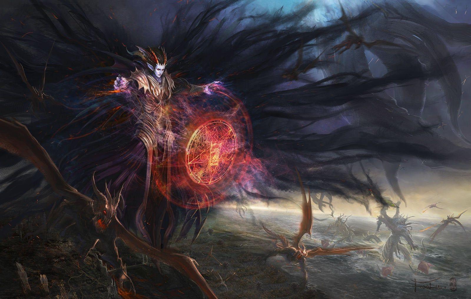 1600x1016 God Like Dark Elf Sorcerer X Post From R ImaginaryMindscapes