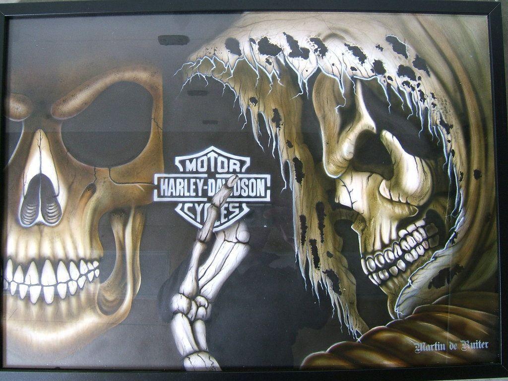 1024x768 Harley Davidson Skull Wallpaper HD