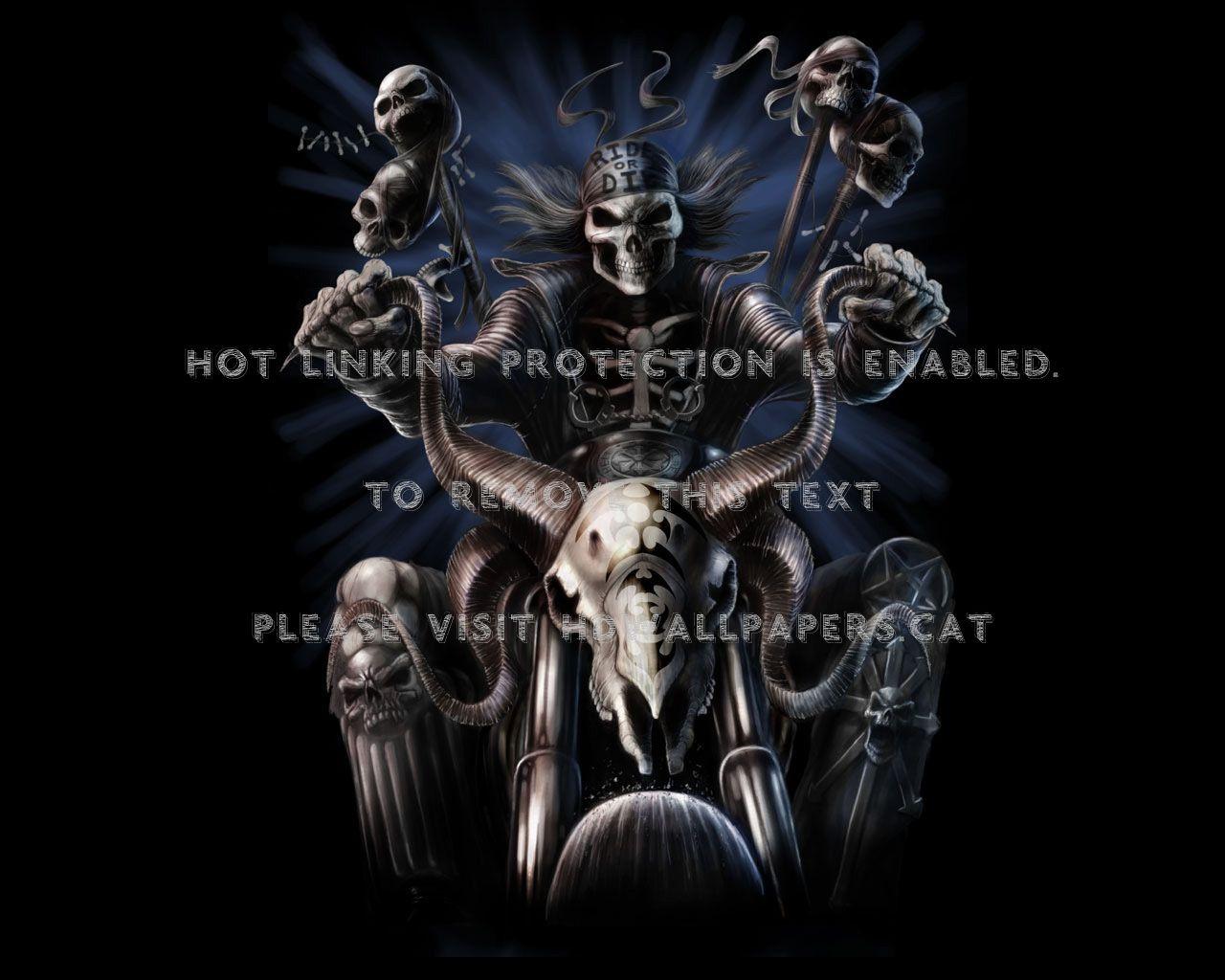 1280x1024 Biker Skull Desktop Wallpaper. Skull