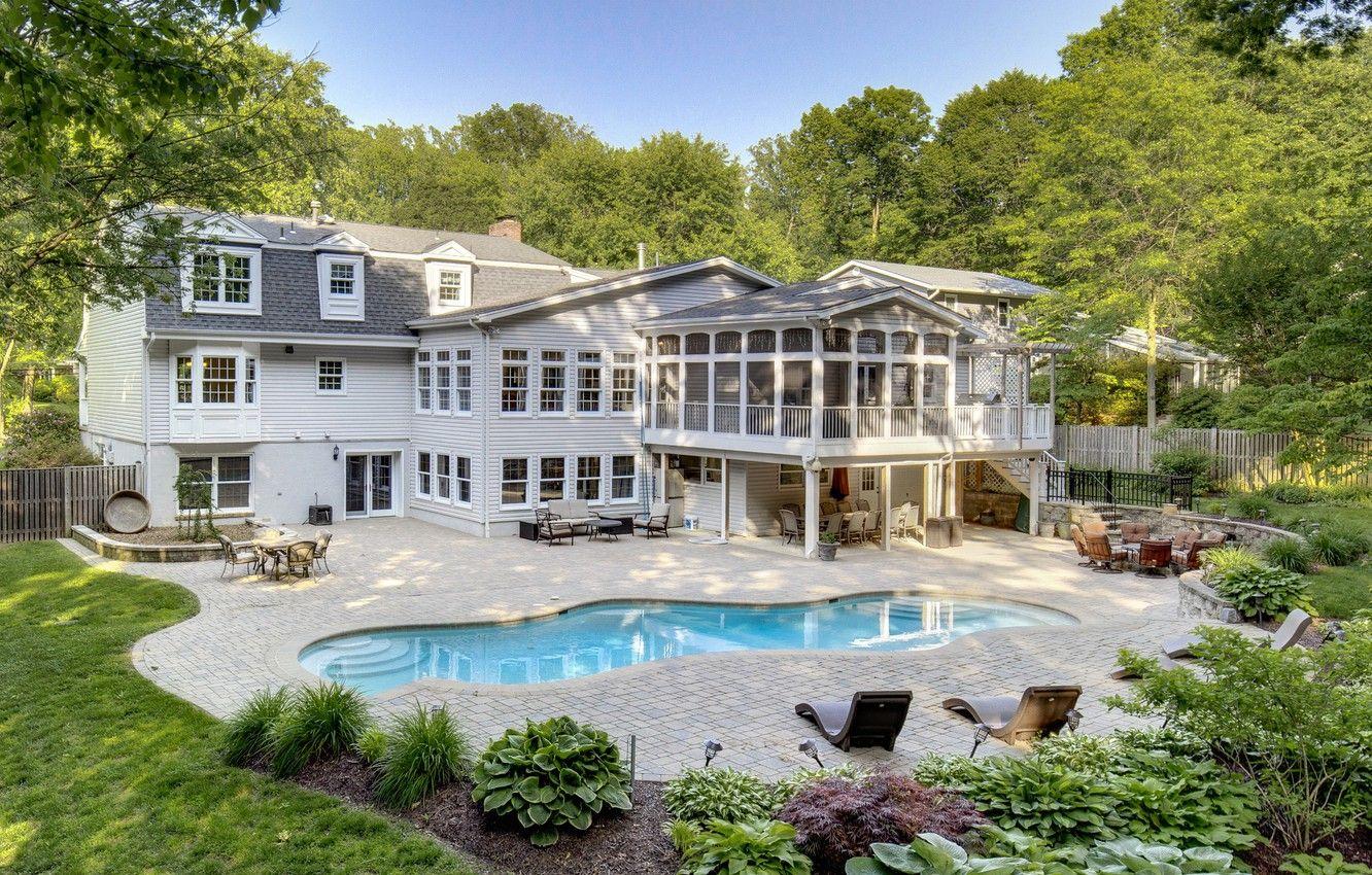 1332x850 Wallpaper house, pool, mansion image for desktop, section город