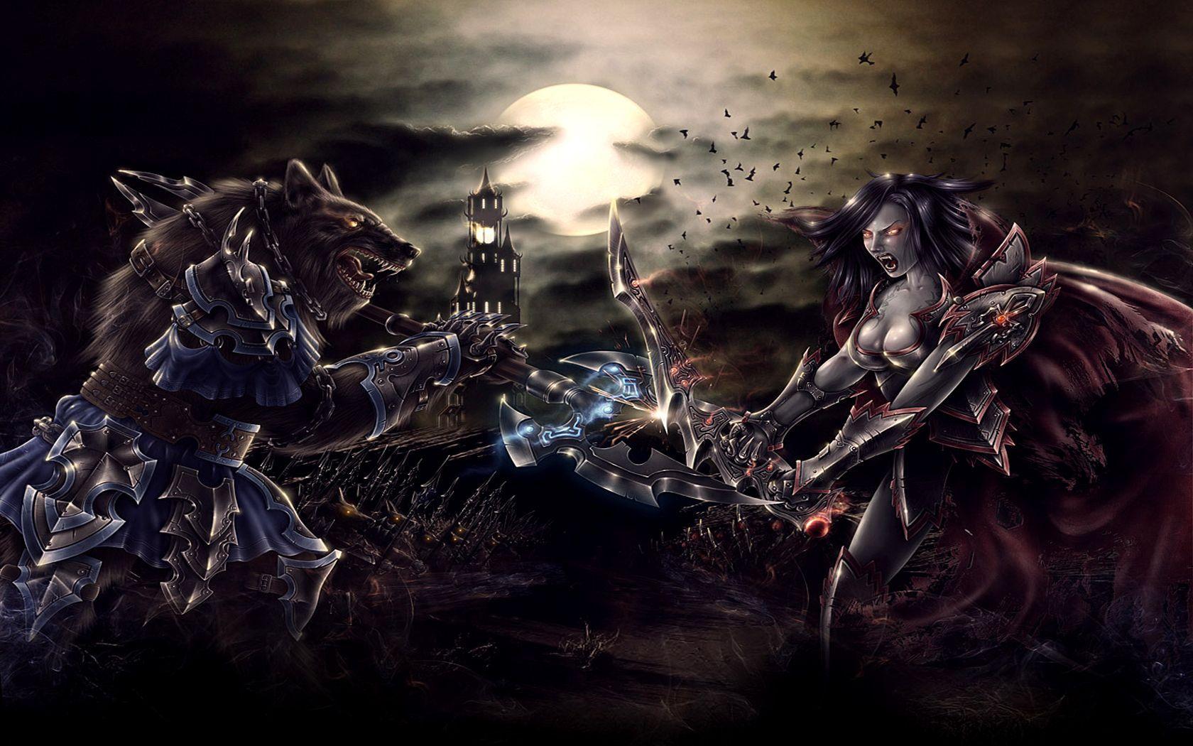 1680x1050 Werewolf Vs Vampire Wallpaper