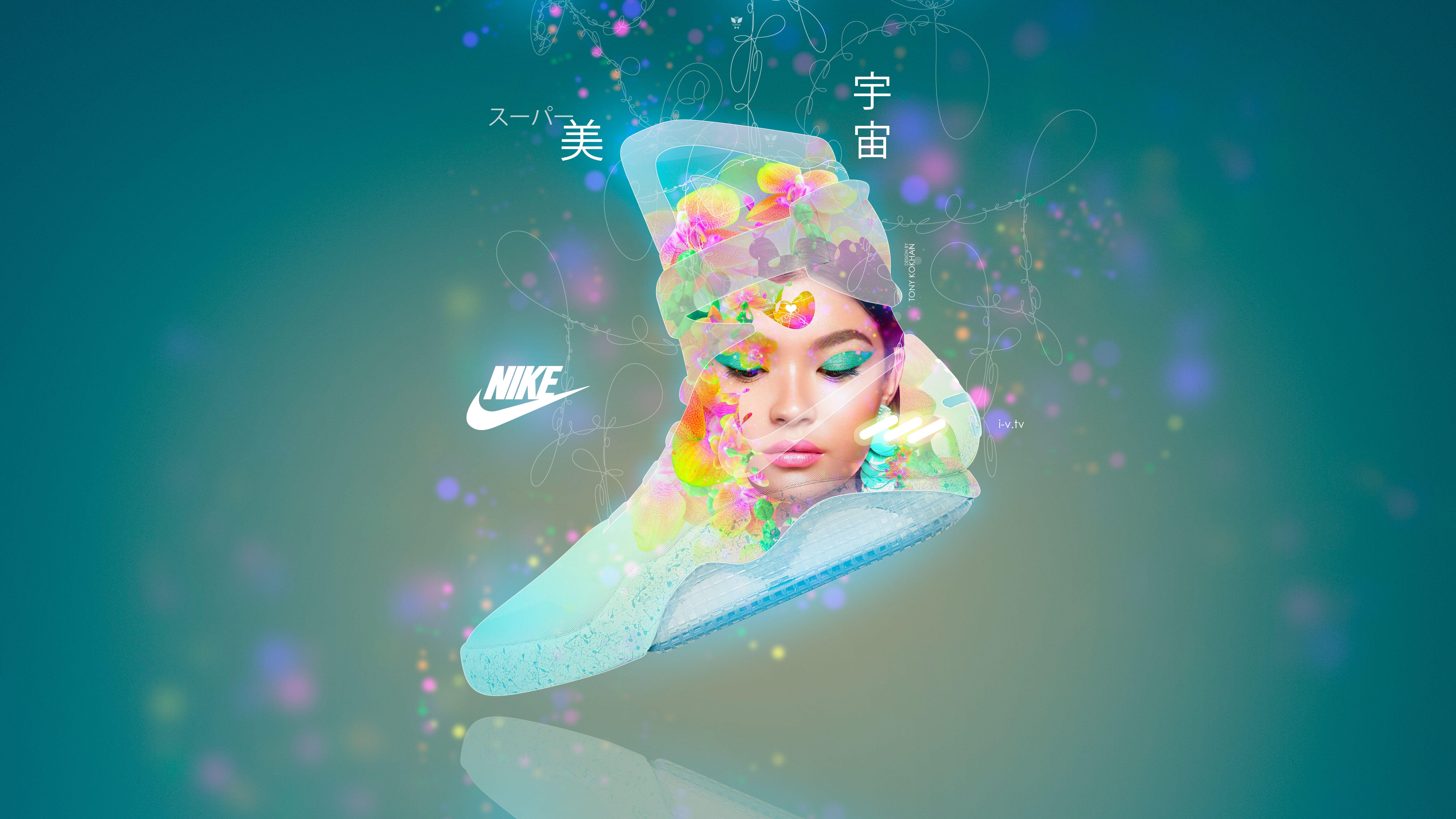 7680x4320 Nike Air Mag NikeTony Sneakers 003 Asian Girl Super Beauty Universe Space Star Orchid Lumia Love Art 2019