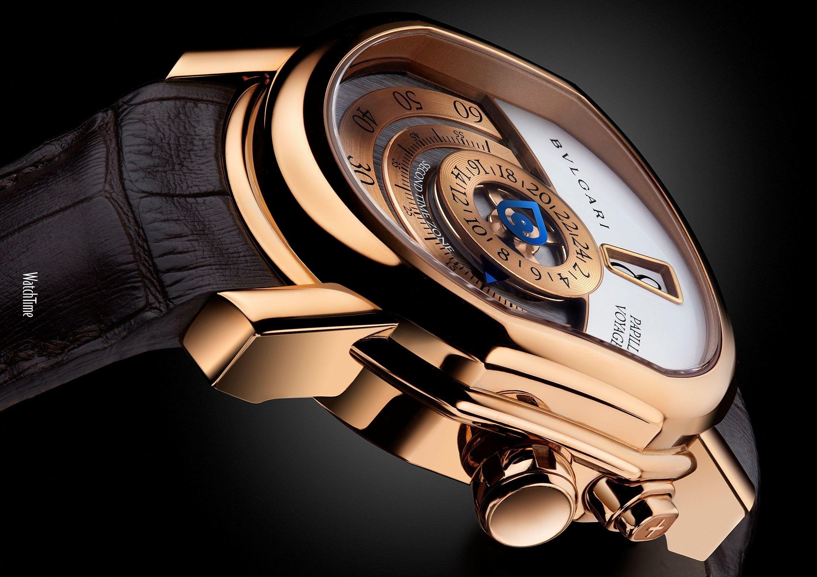 2800x1980 Round Gold Colored Analog Watch With Black Leather Strap, Watch