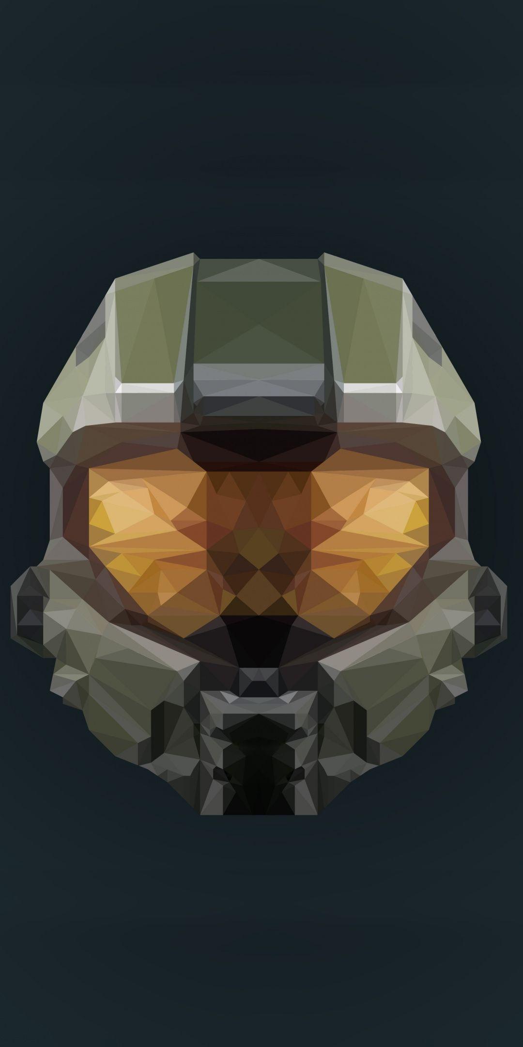 1080x2160 Helmet, Halo Infinite, artwork, low poly, 1080x2160 wallpaper