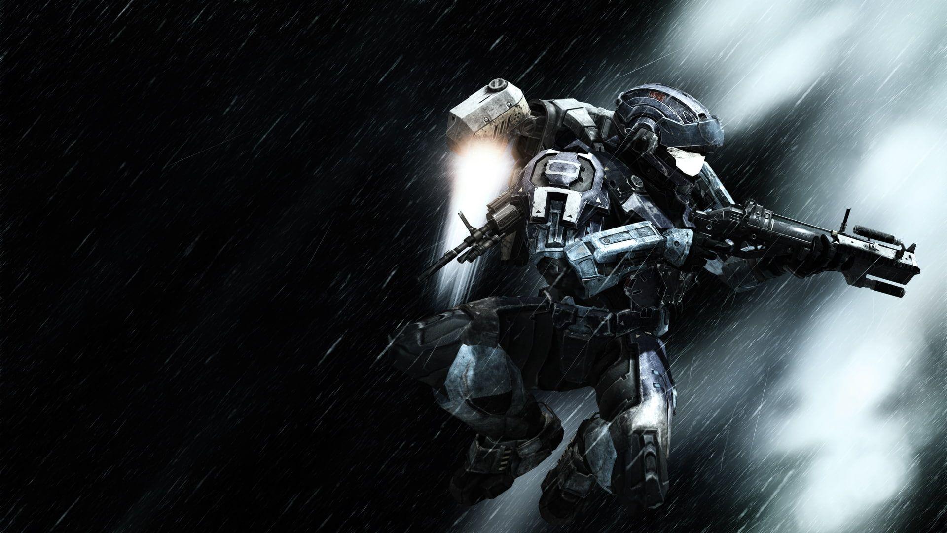 1920x1080 Halo, Video Games, Raining, Equipment, Armor, Helmet, robot
