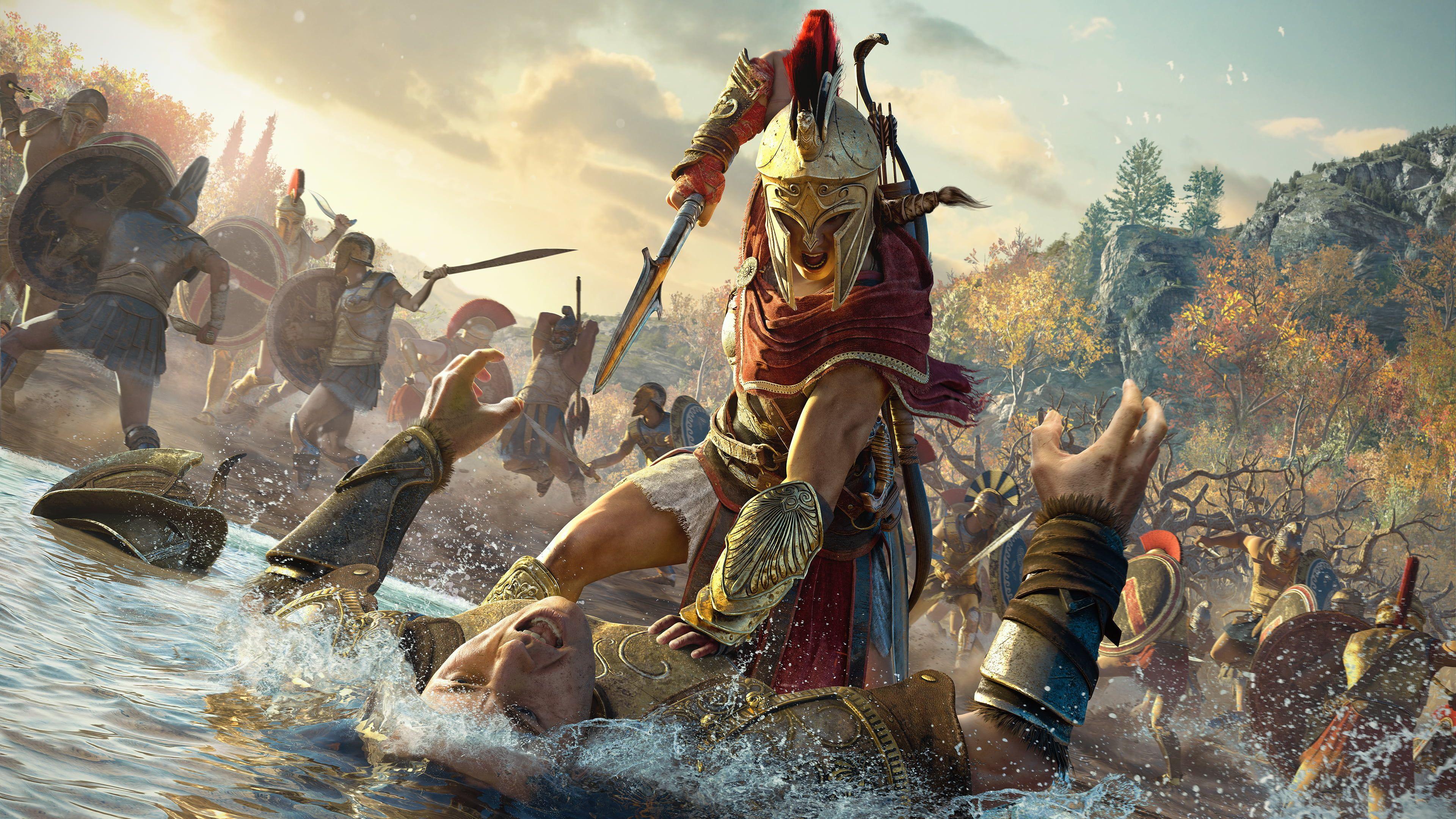 3840x2160 Gladiator wallpaper, video games, Video Game Art, Assassin's Creed Odyssey, Assassin's Creed HD wallpaper