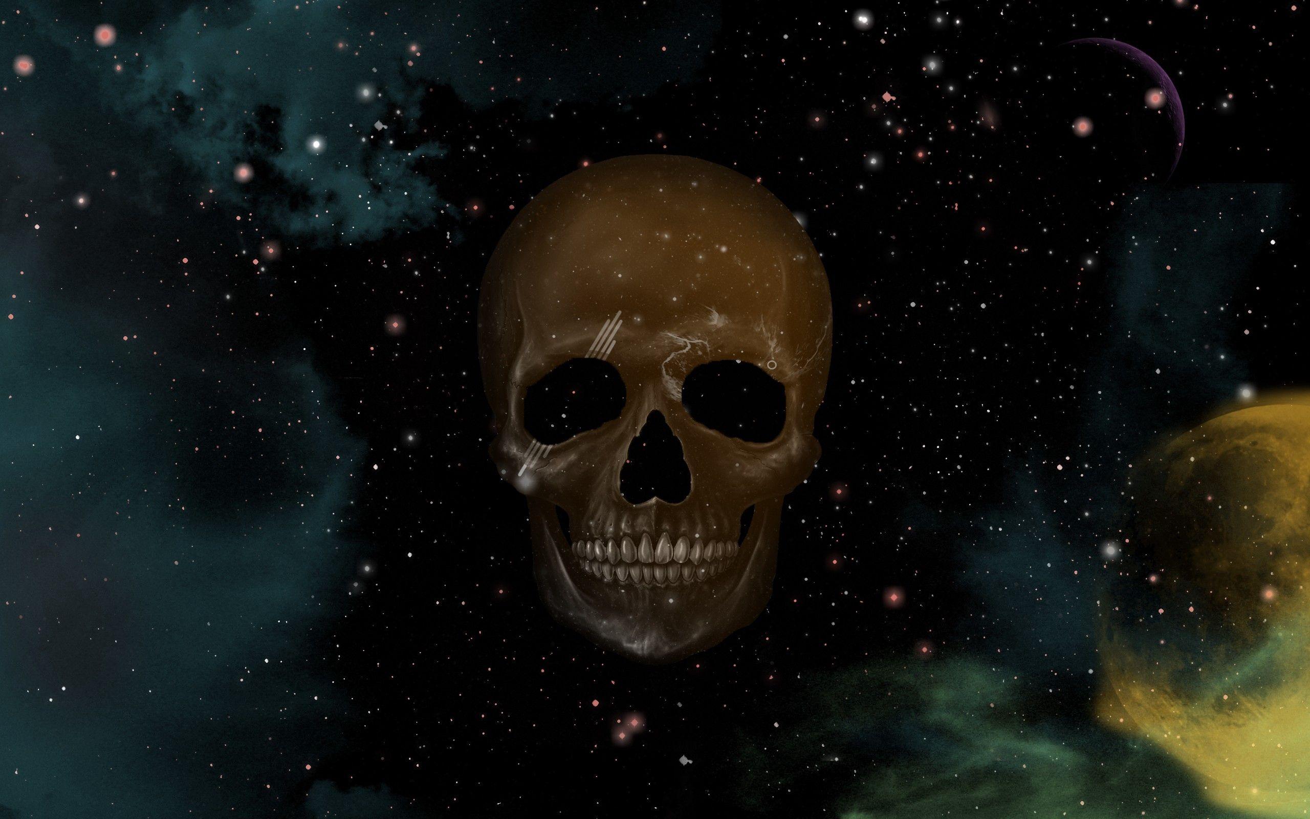 2560x1600 Download wallpaper 2560x1600 skull, sky, point, star, drawing HD