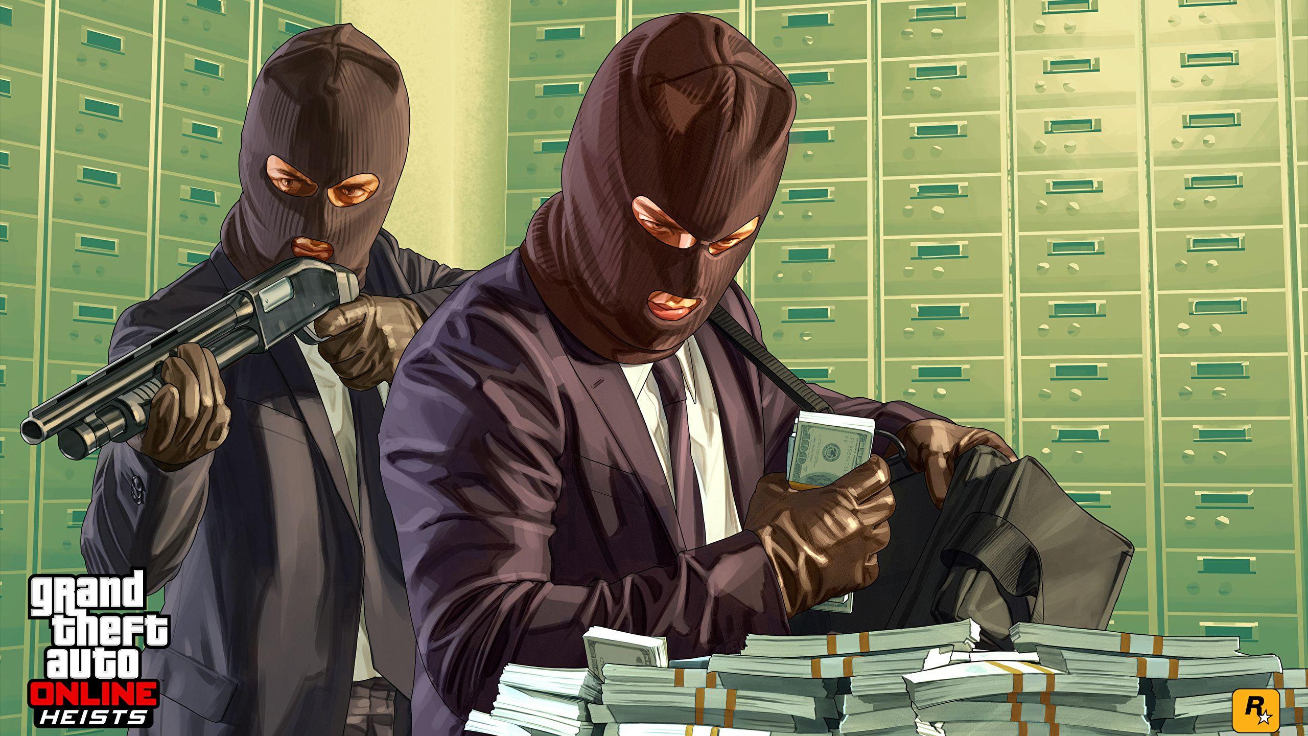 2560x1440 Picture Games GTA 5 Shotgun Online Suit Bank Robber 2 2560x1440