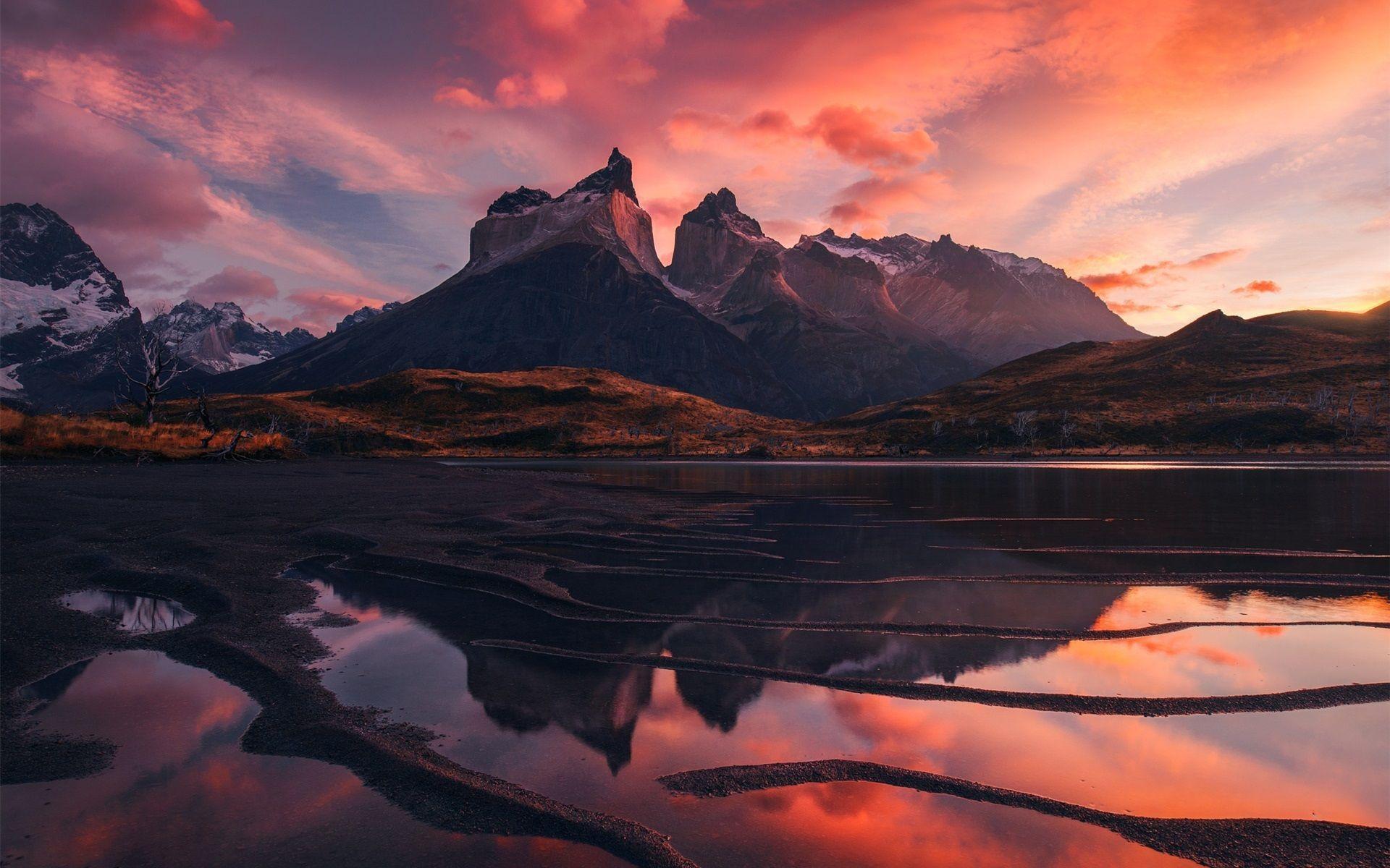 1920x1200 Beautiful Mountain Sunset Clouds. Patagonia, beautiful landscape