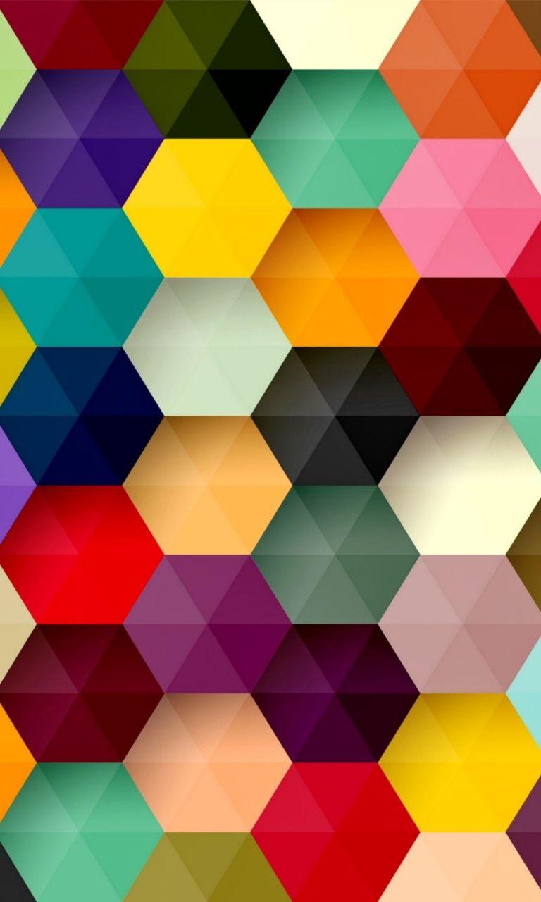 768x1280 Hexagon Colorful Abstract Wallpaper