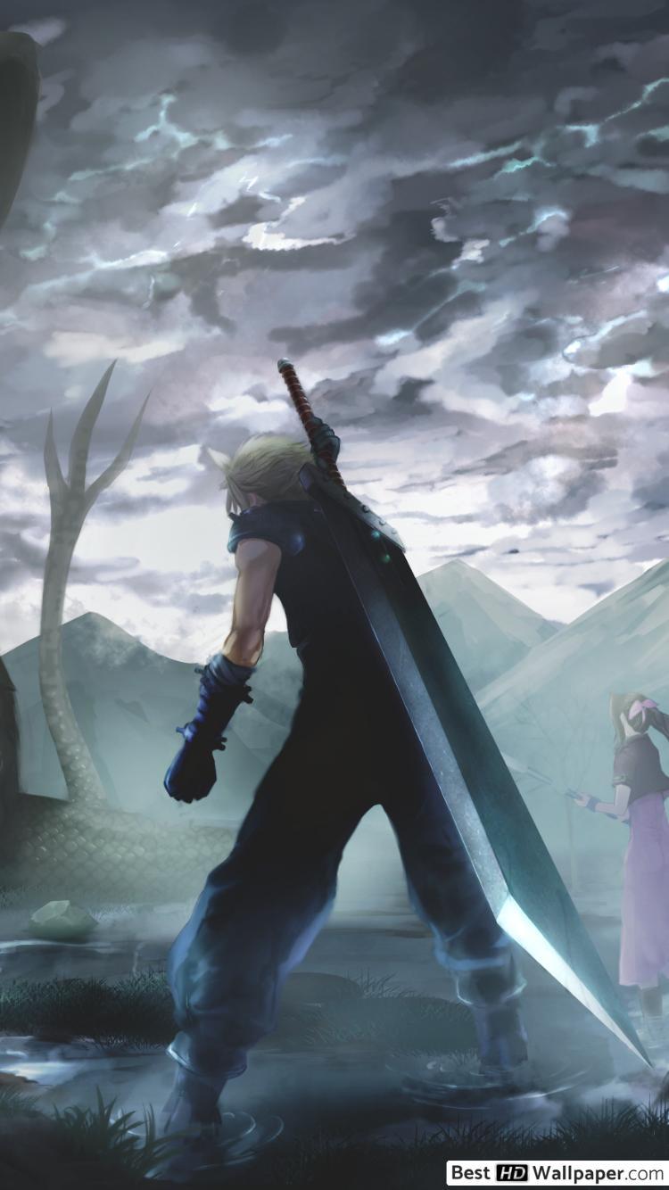 750x1334 Final Fantasy VII Lockhart, Cloud Strife & Aerith
