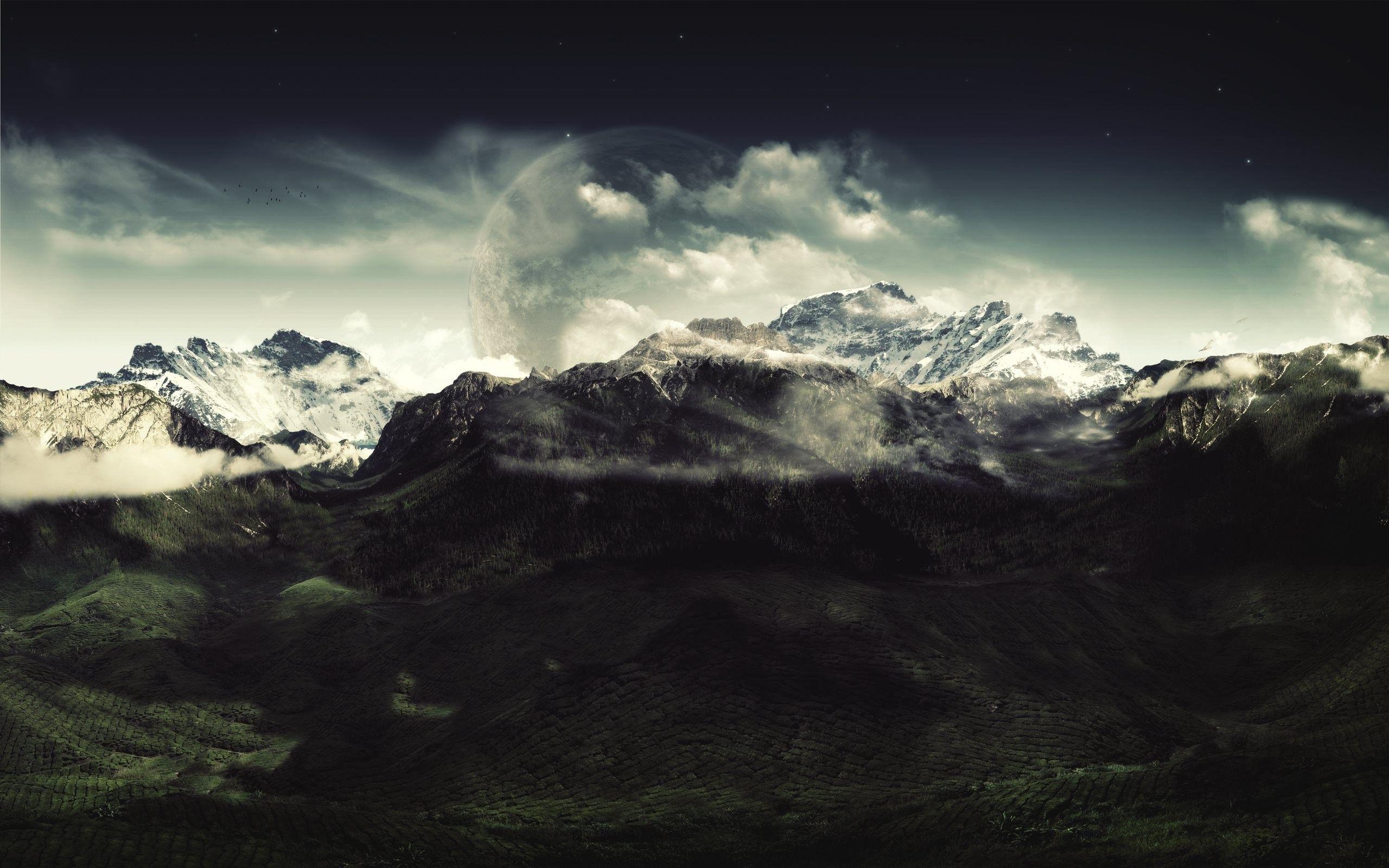 2560x1600 mountain, Clouds, Dark, Nature, Landscape Wallpaper HD / Desktop