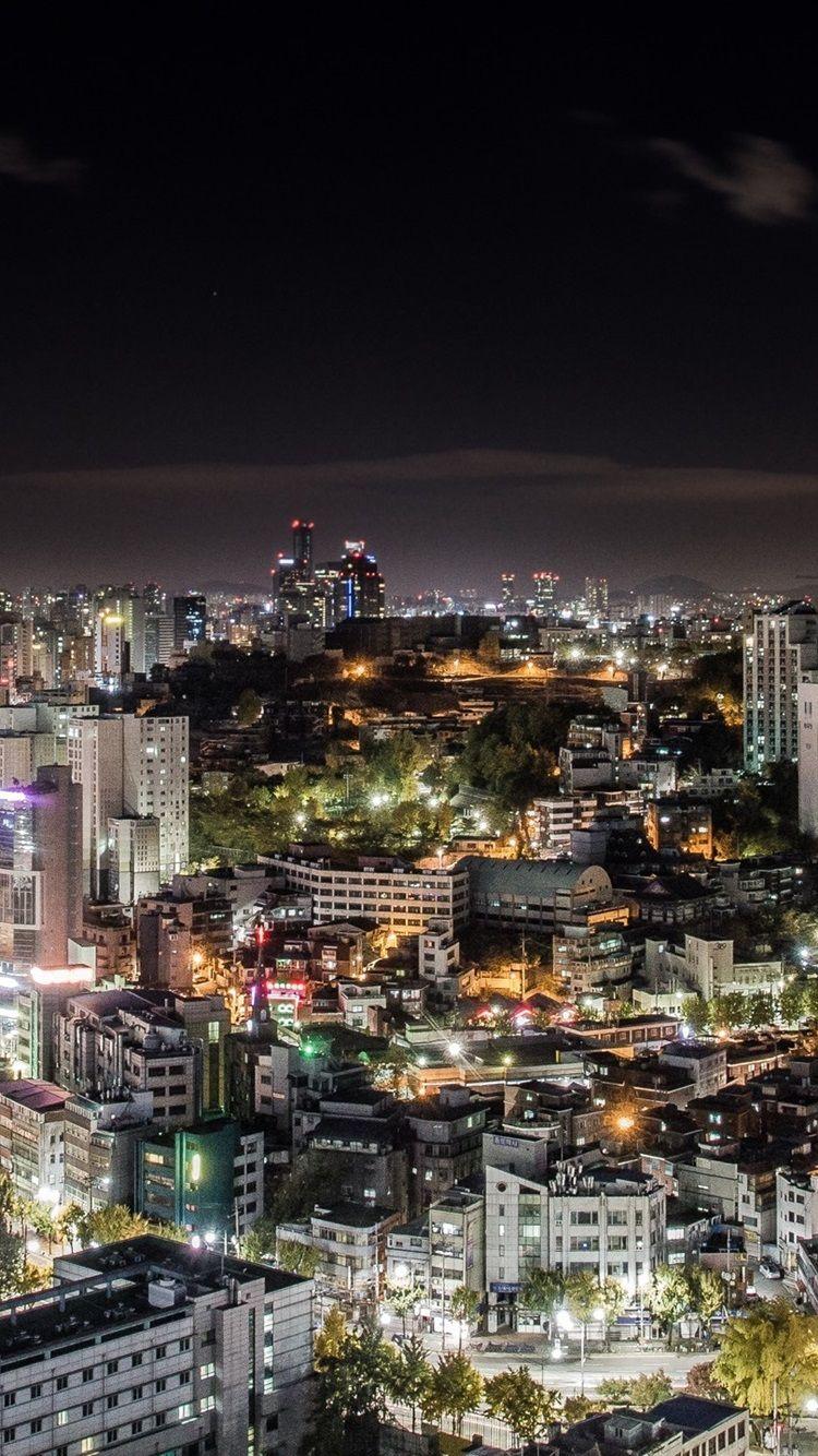 750x1334 South Korea, Seoul city, night, lights, illumination 750x1334