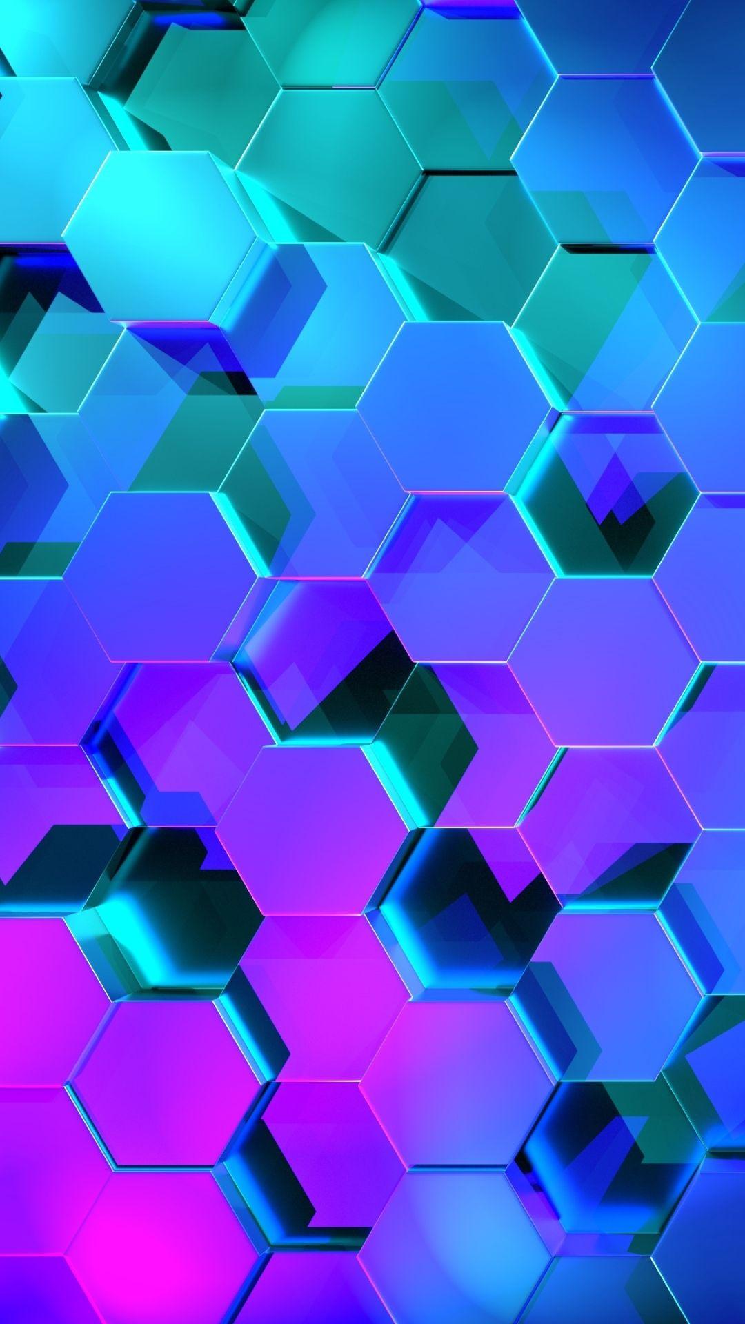 1080x1920 Abstract Hexagon blue colors geometry hexagon purple 1080x1920