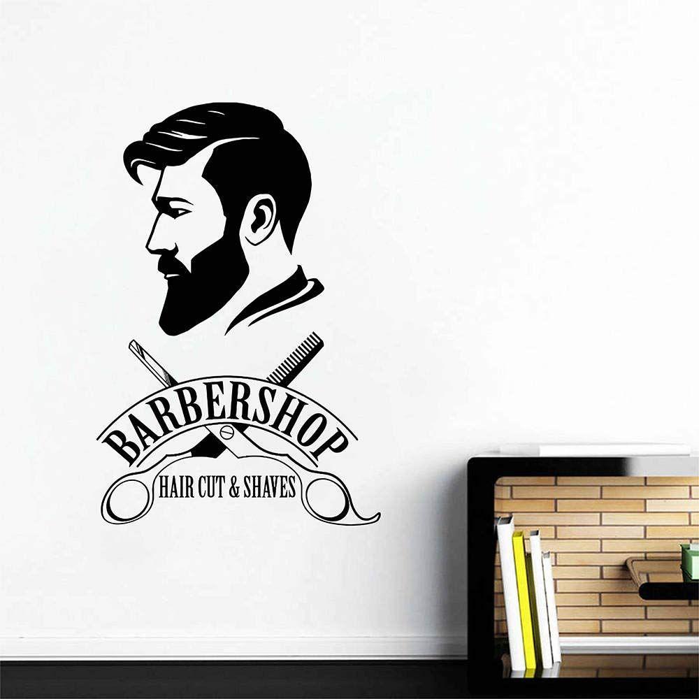 1000x1000 Melissalove Barbershop Logo Wall Decal Mural Barber Shop Sign