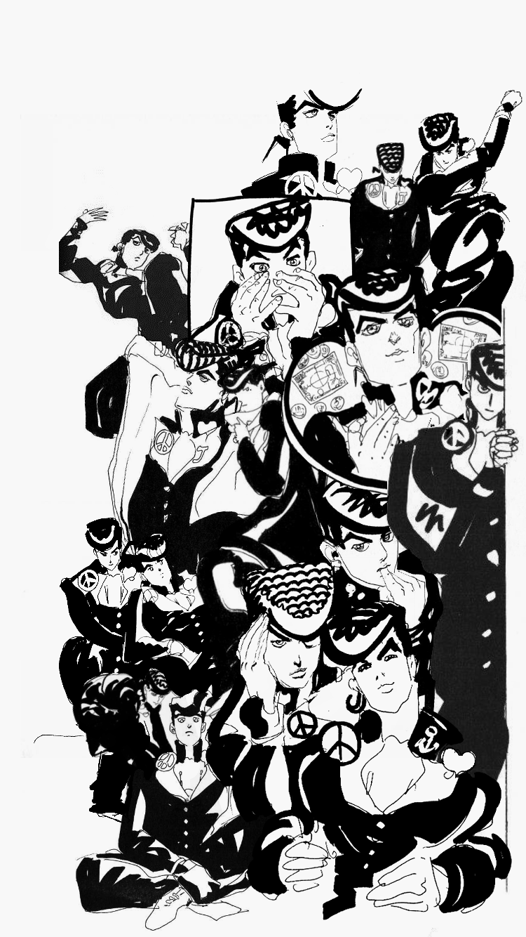 750x1334 I got bored so i made a wallpaper entirely out of Araki sketches