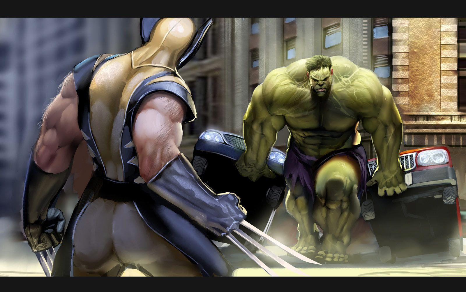 1600x1002 Comic Wallpaper: Wolverine vs. Hulk (Comic Wallpaper)