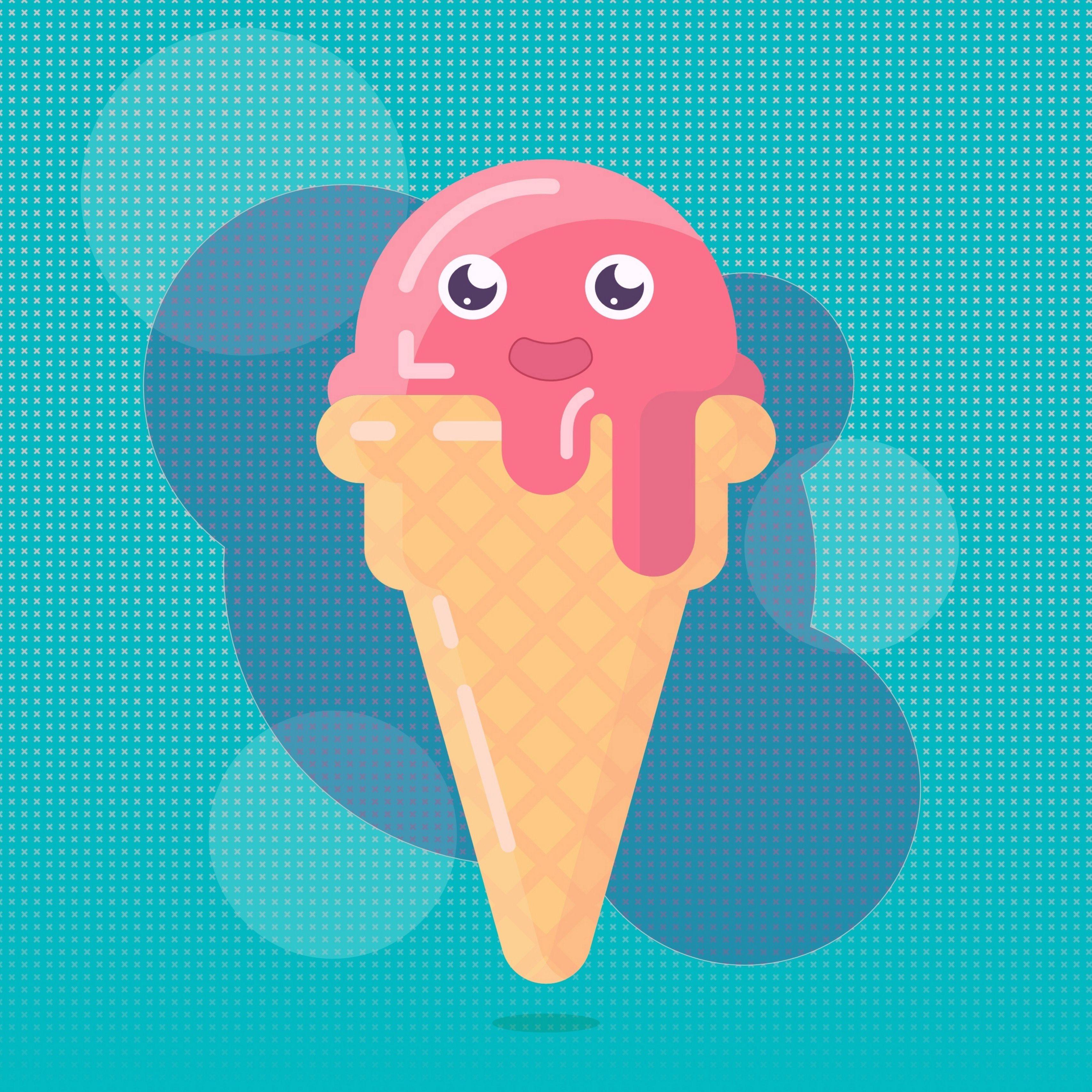 3415x3415 Download wallpaper 3415x3415 ice cream, horn, funny, face, melting