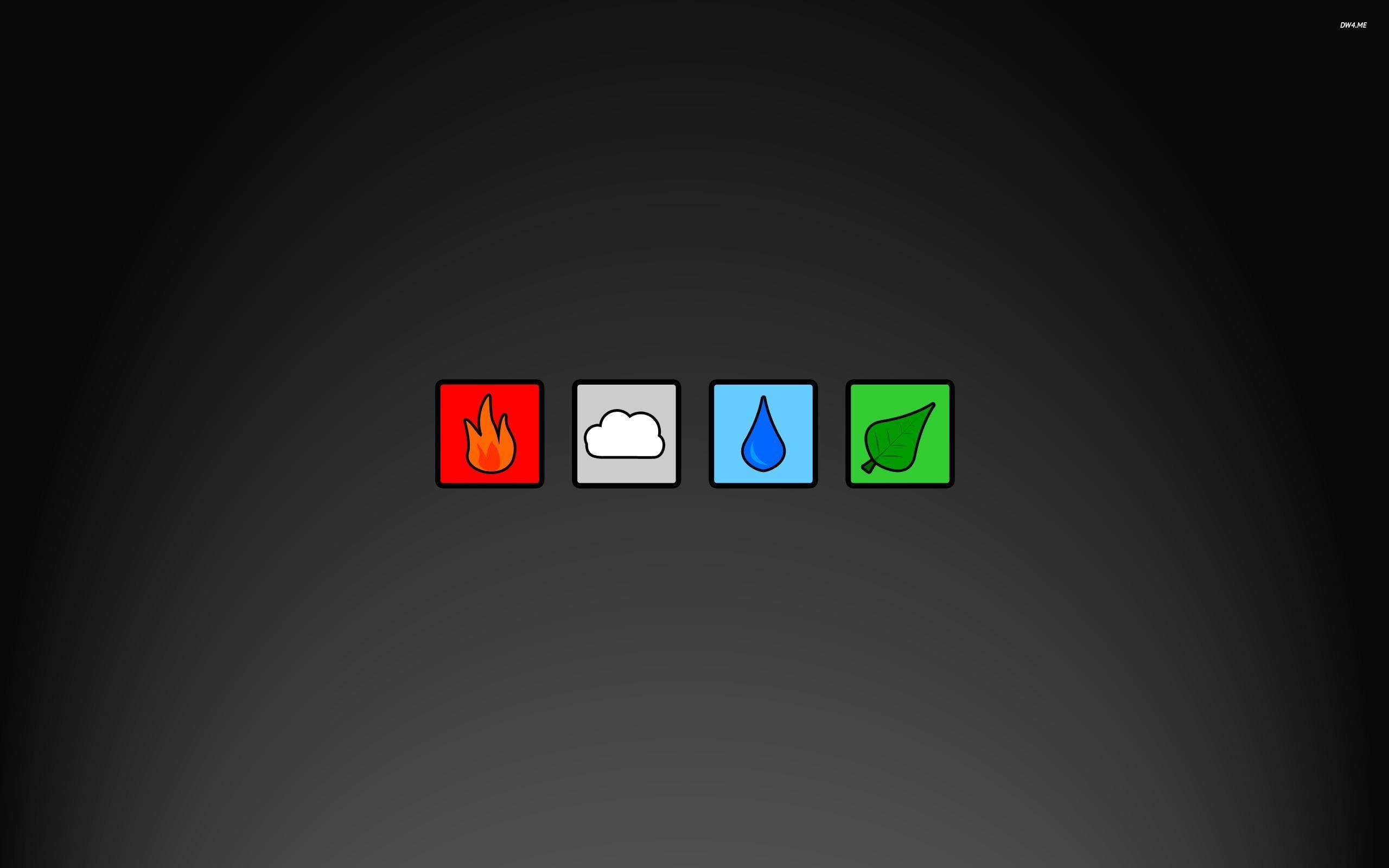 2560x1600 Elements, fire, clouds, dewdrops, and leaf icon, water, earth