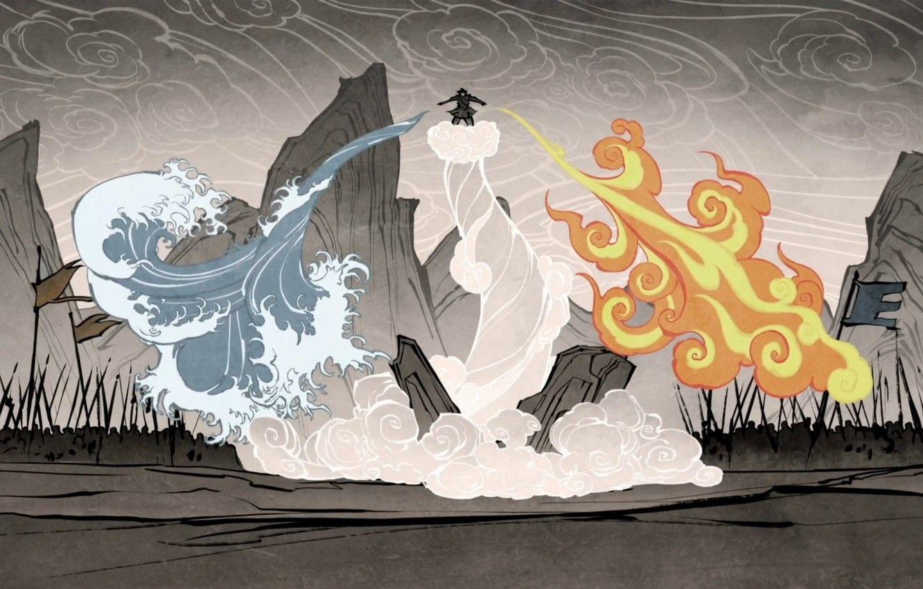 1332x850 Wallpaper water, fire, earth, element, magic, the air, battle