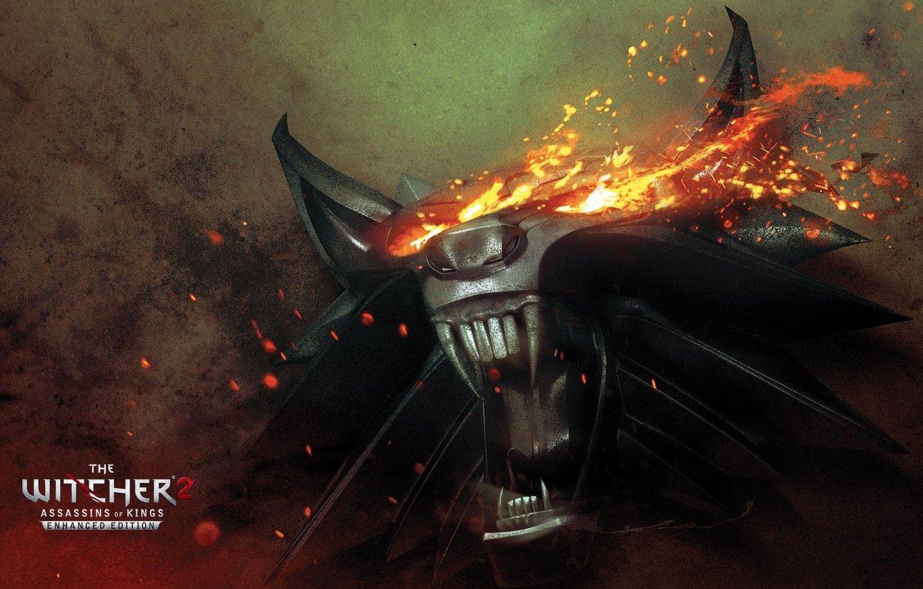 1332x850 Wallpaper fire, medallion, fire, the witcher the Witcher 2