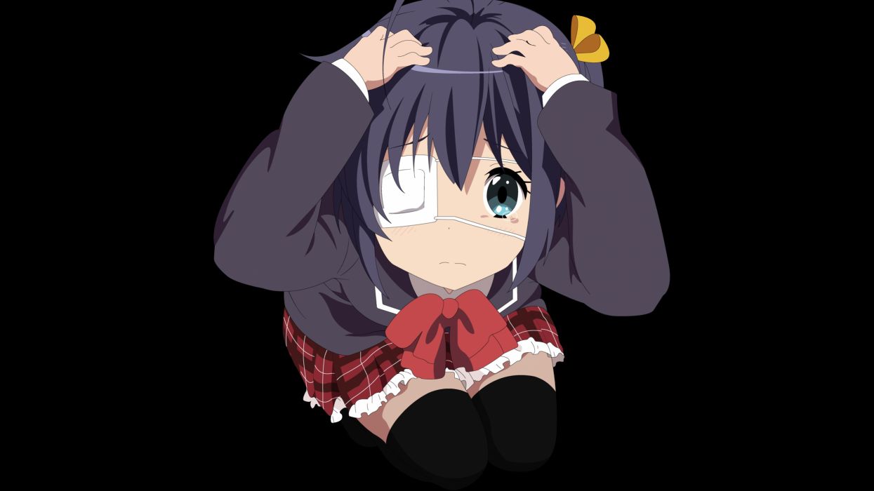 1245x700 Chuunibyou demo koi ga shitai! crying eyepatch seifuku takanashi
