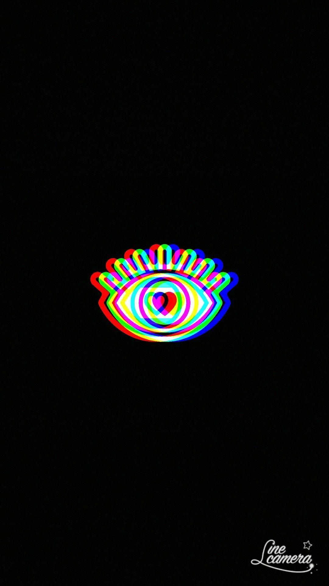 1080x1920 black minimal, iPhone Wallpaper. Eye illustration, Neon