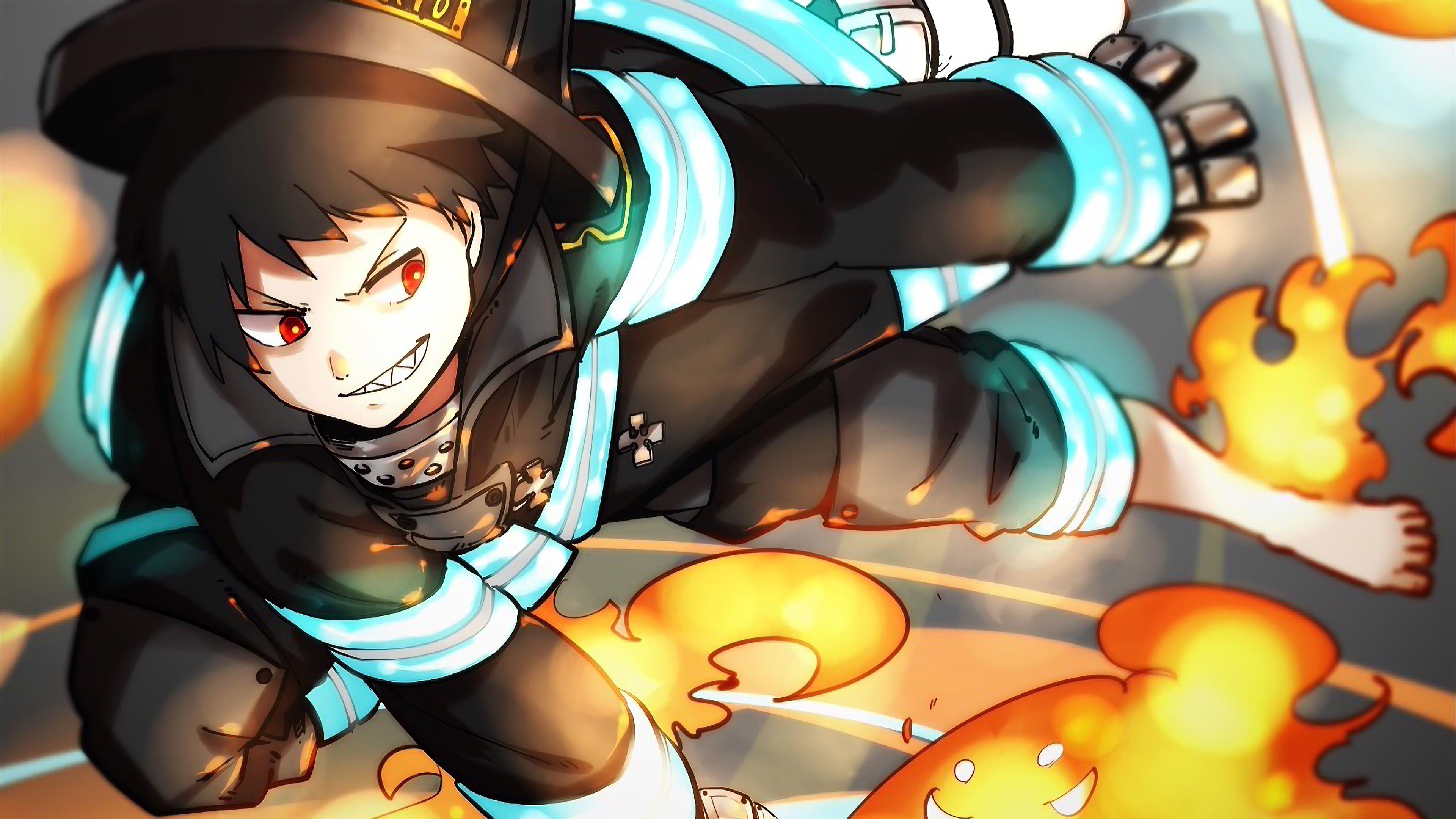 Fire Force Shinra Kusakabe With Brown Background HD Anime Wallpapers  HD  Wallpapers  ID 44530