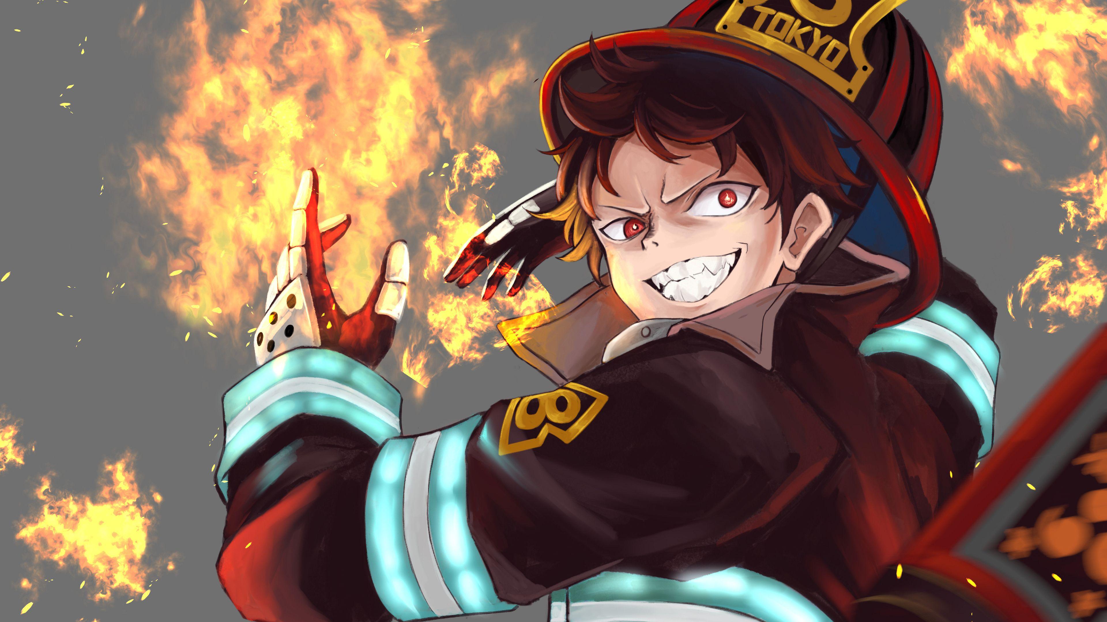 Fire Force  Shinra Kusakabe Flames HD wallpaper download