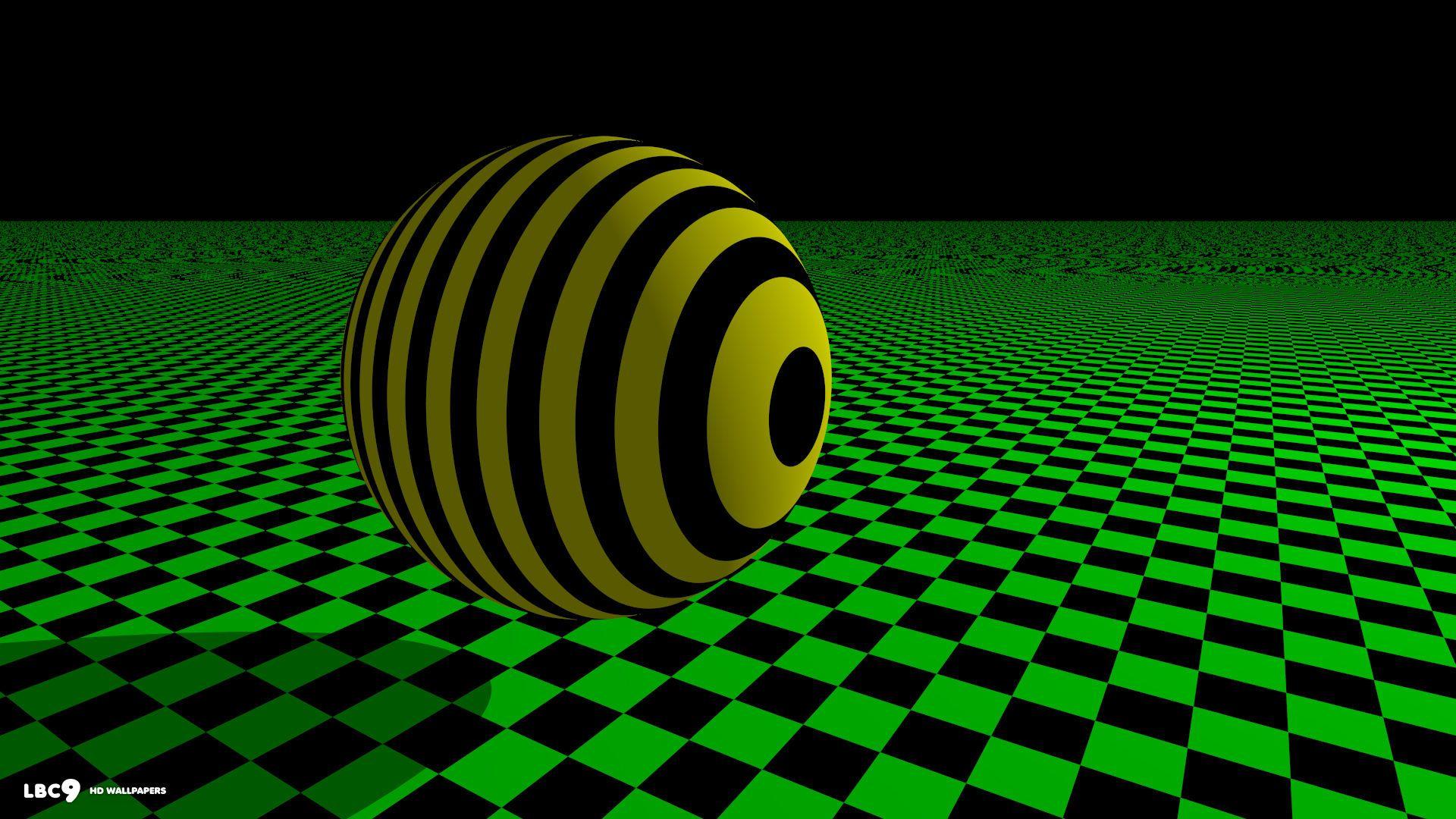 1920x1080 Black Yellow Sphere Green Checkerboard Of Versailles