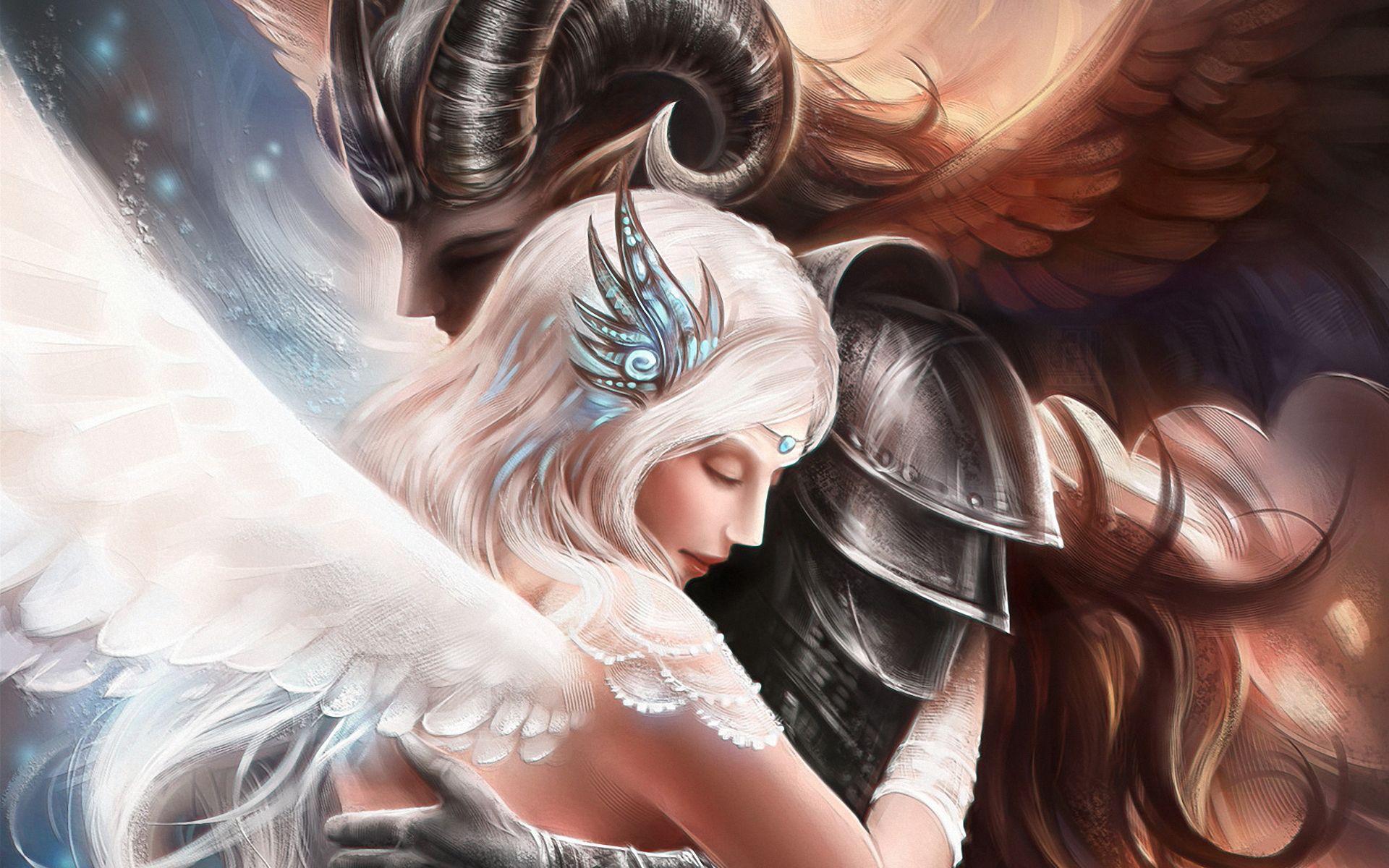 Angel And Demon Love Wallpapers Top Free Angel And Demon Love Backgrounds Wallpaperaccess