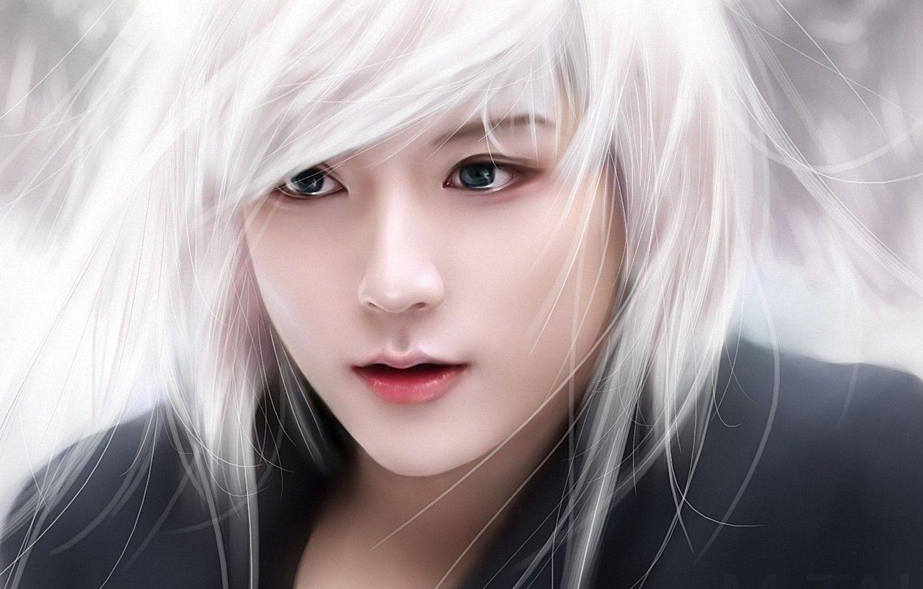 1332x850 Wallpaper face, guy, white hair, South Korea, South Korea, Asian