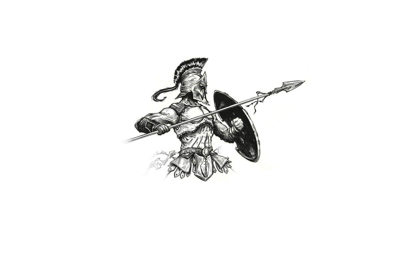 1332x850 Wallpaper helmet, spear, shield, Hoplite image for desktop