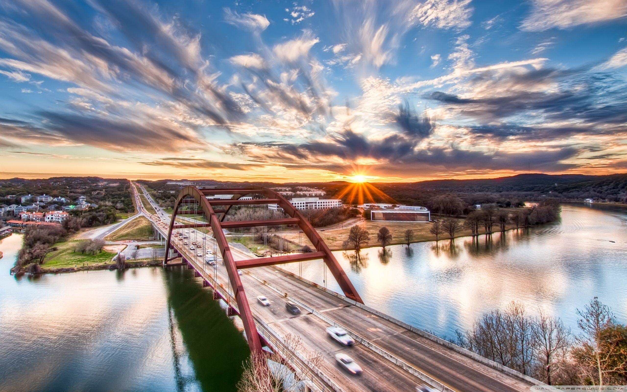 2560x1600 Austin Texas Wallpaper. Bridge wallpaper, Sunset nature