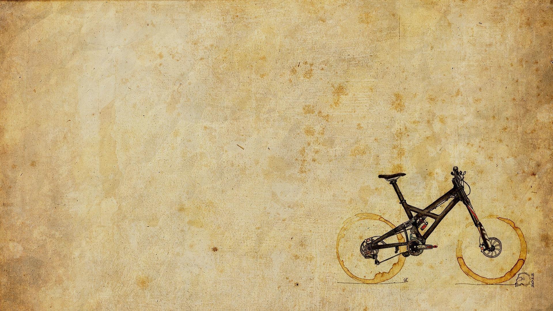 1920x1080 Artwork coffee stain minimalistic mountain bikes wallpaper