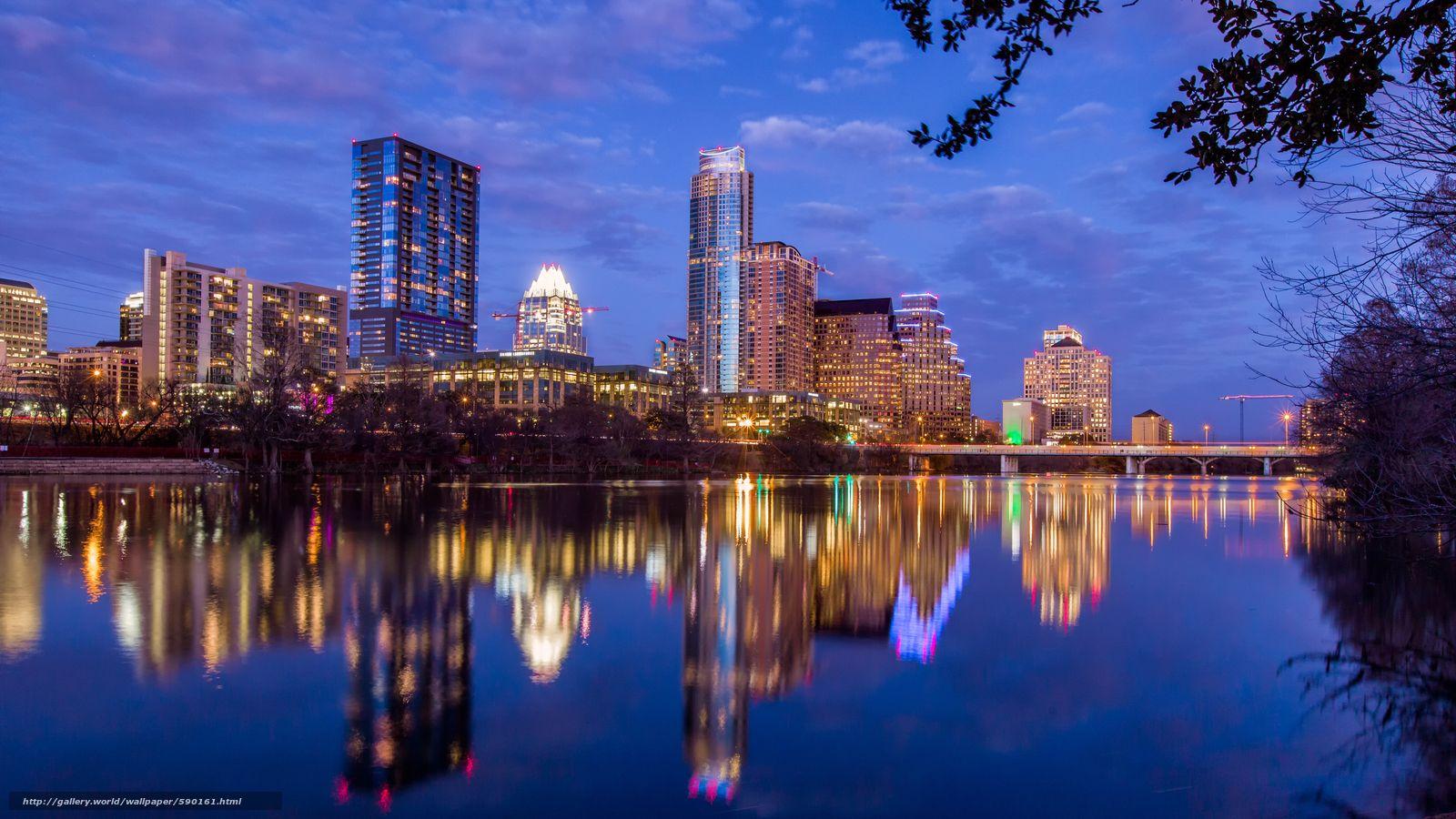 1600x900 Download wallpaper Skyline of Austin, Texas, city free desktop