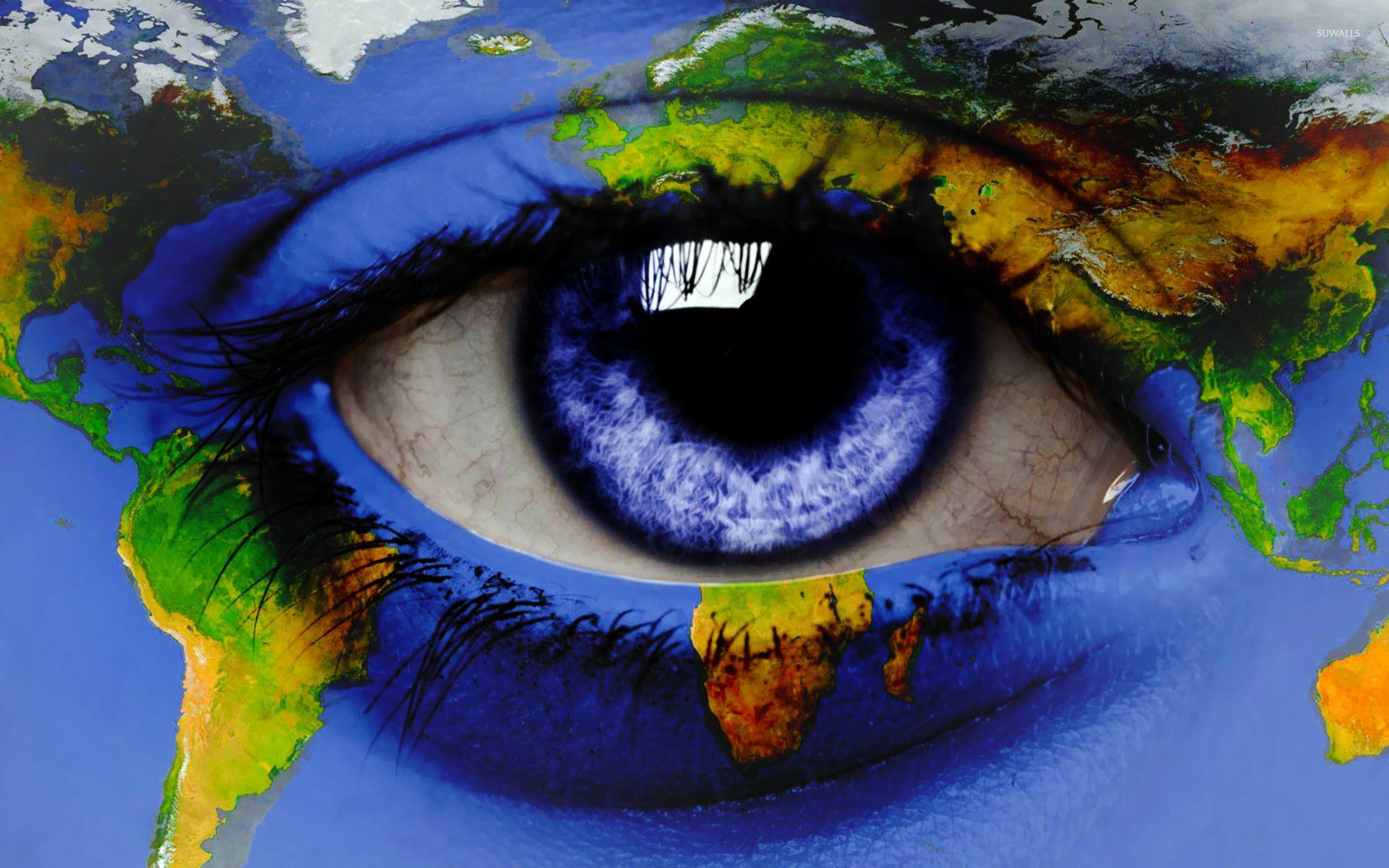 1920x1200 World map around an eye wallpaper Art wallpaper
