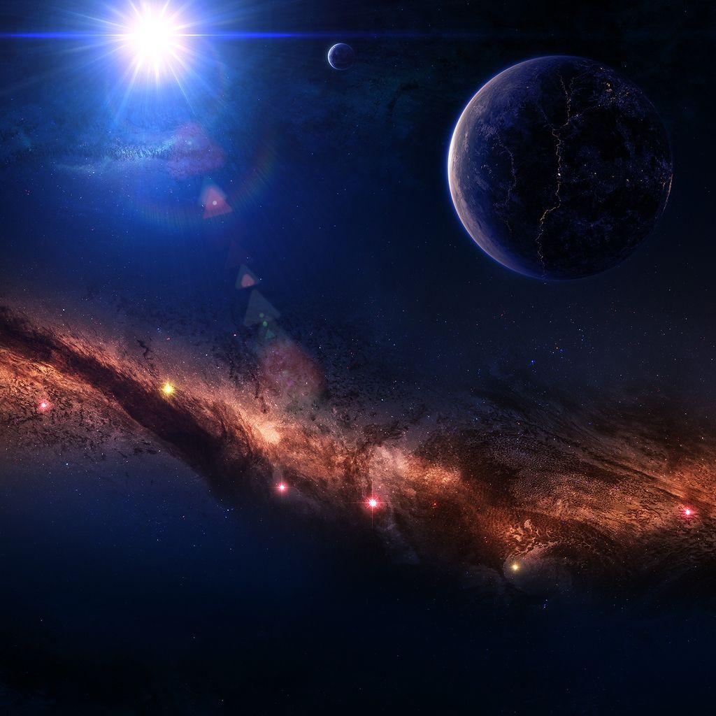 1024x1024 Around The World Space iPad Wallpaper Free Download