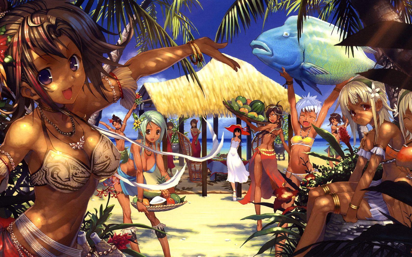 1680x1050 Anime Girls Beach Party