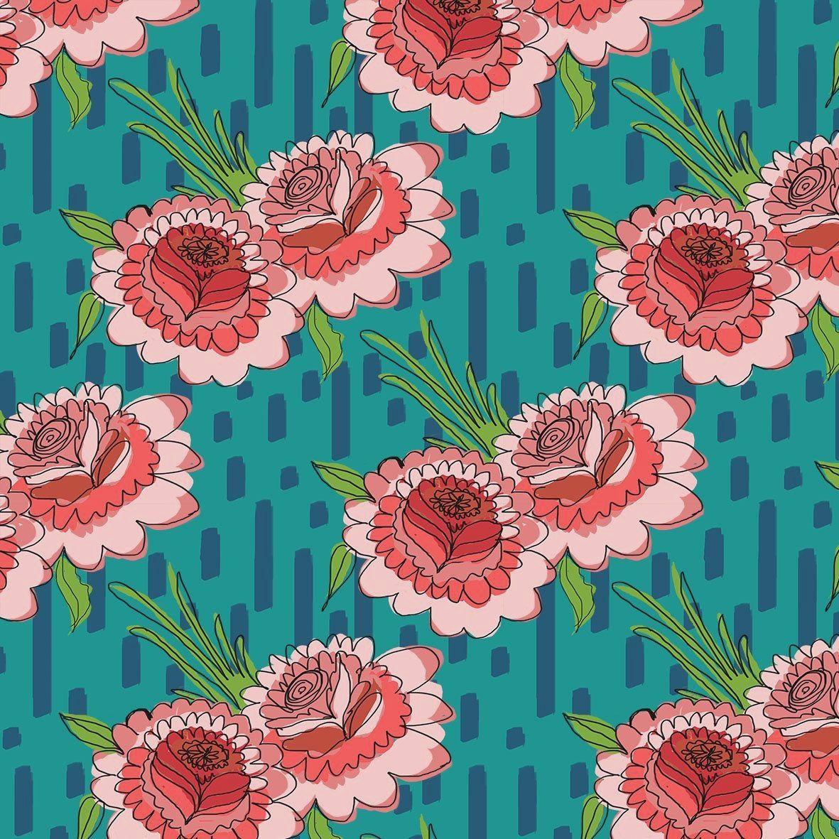 1181x1181 Retro Japanese Lilies Dollhouse Wallpaper Digital Download