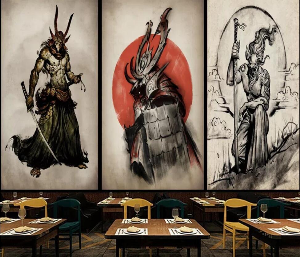 974x833 Retro Japanese ukiyo e tattoo samurai overalls wall decoration